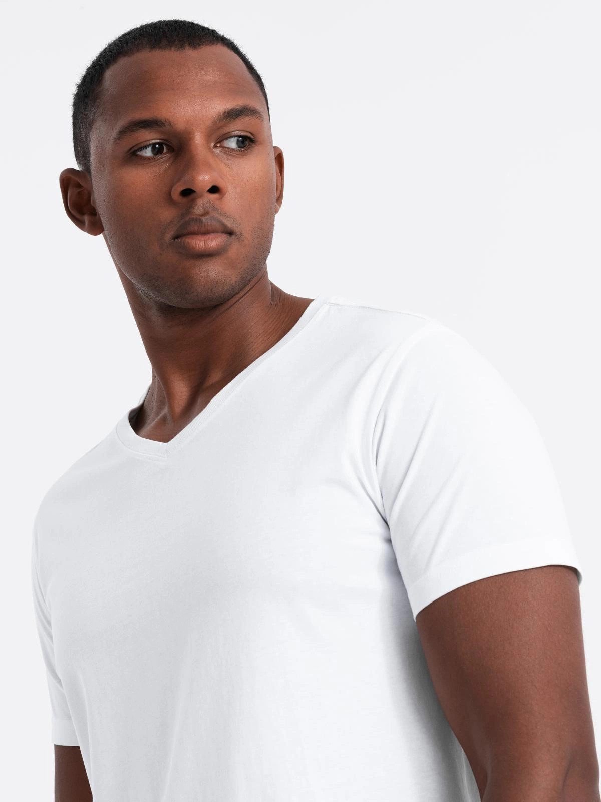 OMBRE T-Shirt 3er Set T-Shirt mit V-Ausschnitt aus Baumwolle