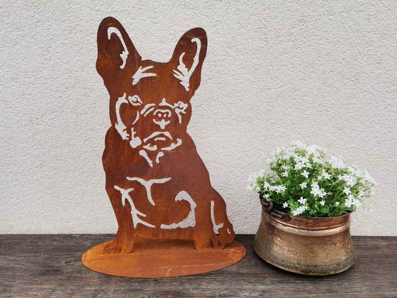 Dewoga Edelrost-Metalldesign Gartenfigur Franz. Bulldogge Bully - Edelrost