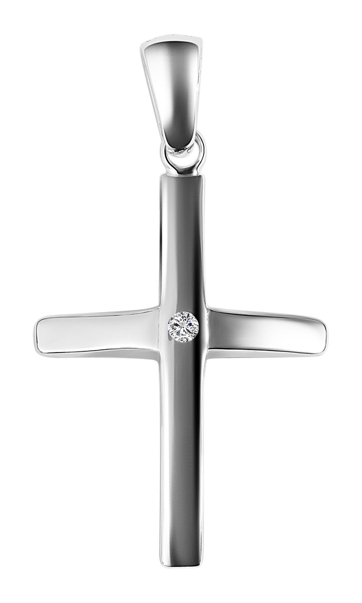 Kettenanhänger Anhänger – Kreuz Kreuzanhänger aus 925 Silber mit Zirkonia