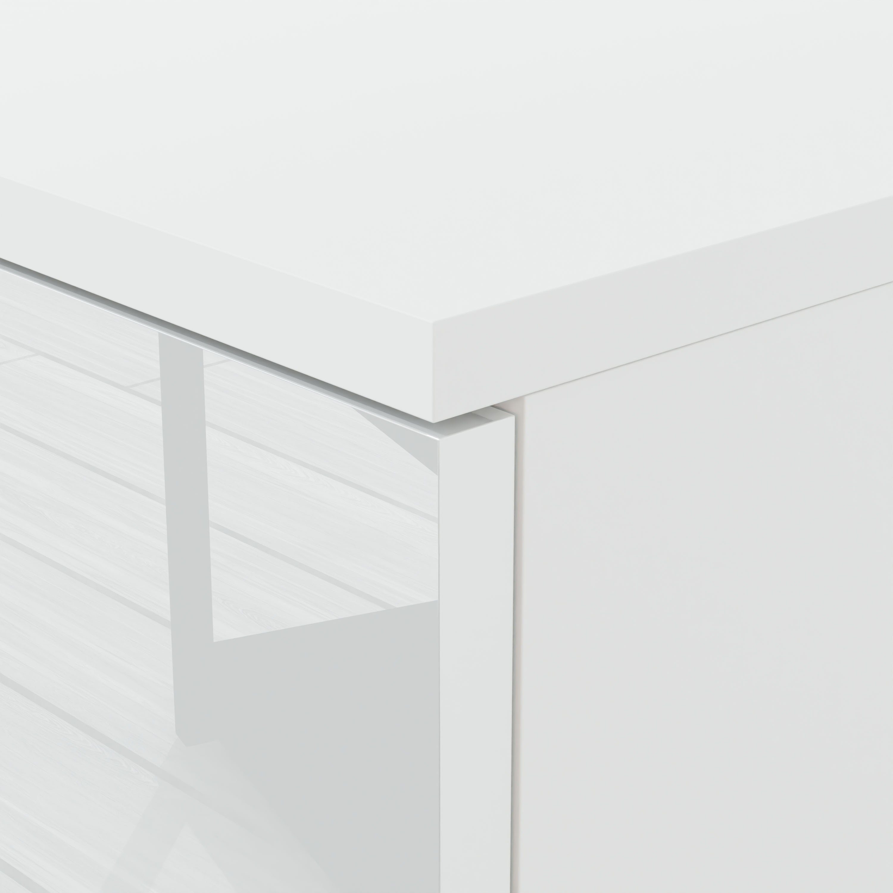 Griffe Weiß in Hochglanz Matt Nachttisch und Beleuchtung Domando 55cm, Breite LED Weiß, Weiß San verchromte Leo, Nachttisch
