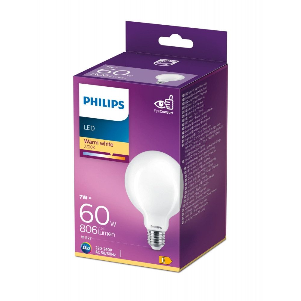 Philips LED-Leuchtmittel 76469200 ledclassic 60w g93 e27 ww fr nd led-leuchtmittel, Sockel E27, warmweiß