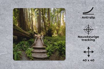 MuchoWow Gaming Mauspad Dschungel - Natur - Treppe - Bäume (1-St), Mousepad mit Rutschfester Unterseite, Gaming, 40x40 cm, XXL, Großes