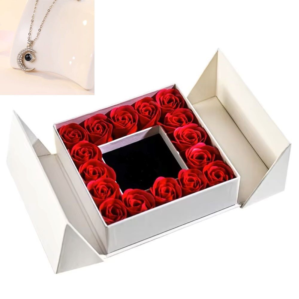 Tidy Schmuckkasten Rosen-SchmuckGeschenkbox mit Kette Mond Farbe Silber, Muttertag