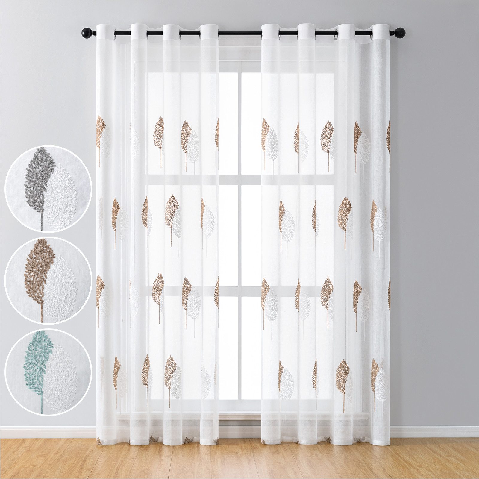 Sunicol Gardine Stickerei Transparent Vorhang mit günstig online kaufen
