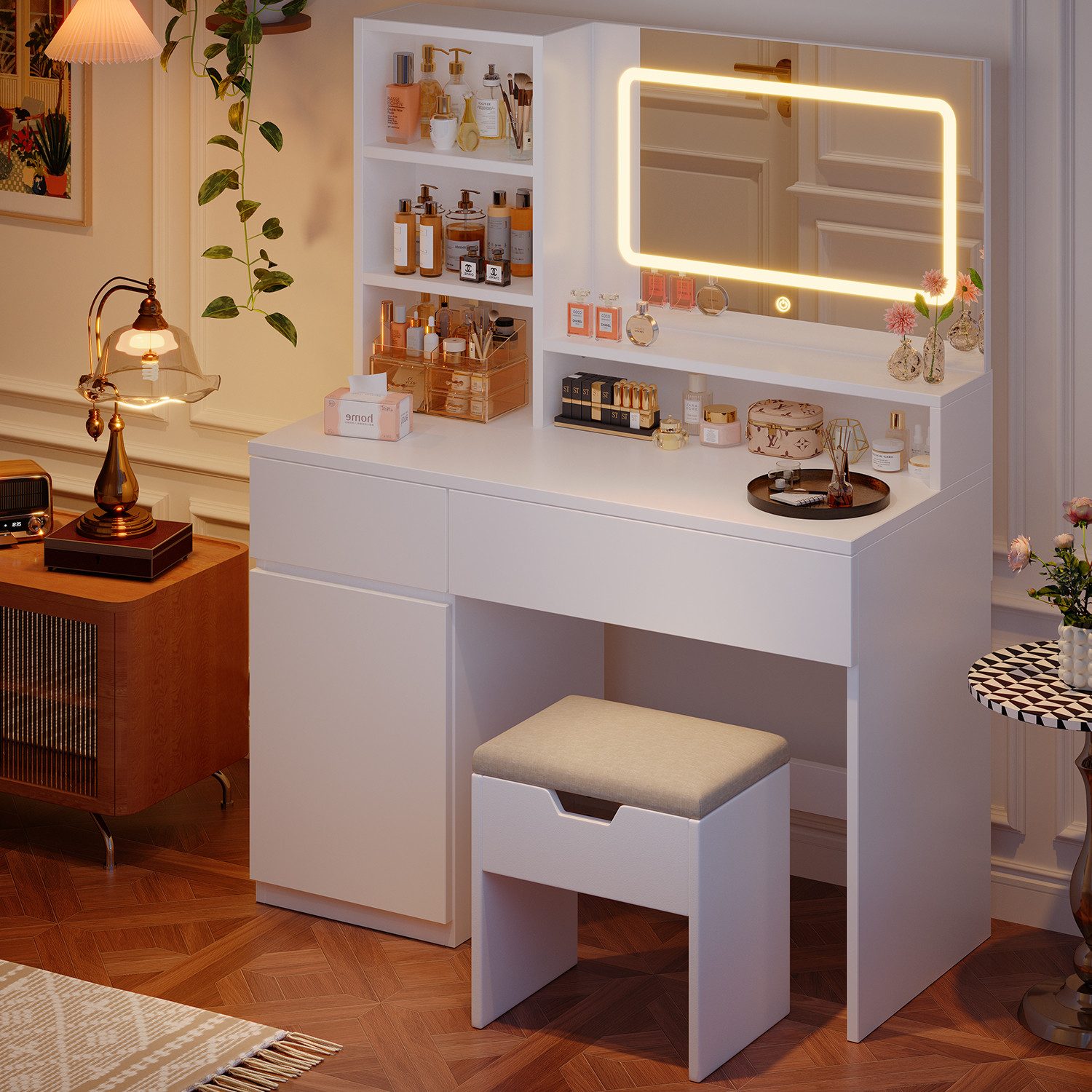 HOMALL Schminktisch Mit integrierten LED-Leuchten, einstellbare Helligkeit günstig online kaufen