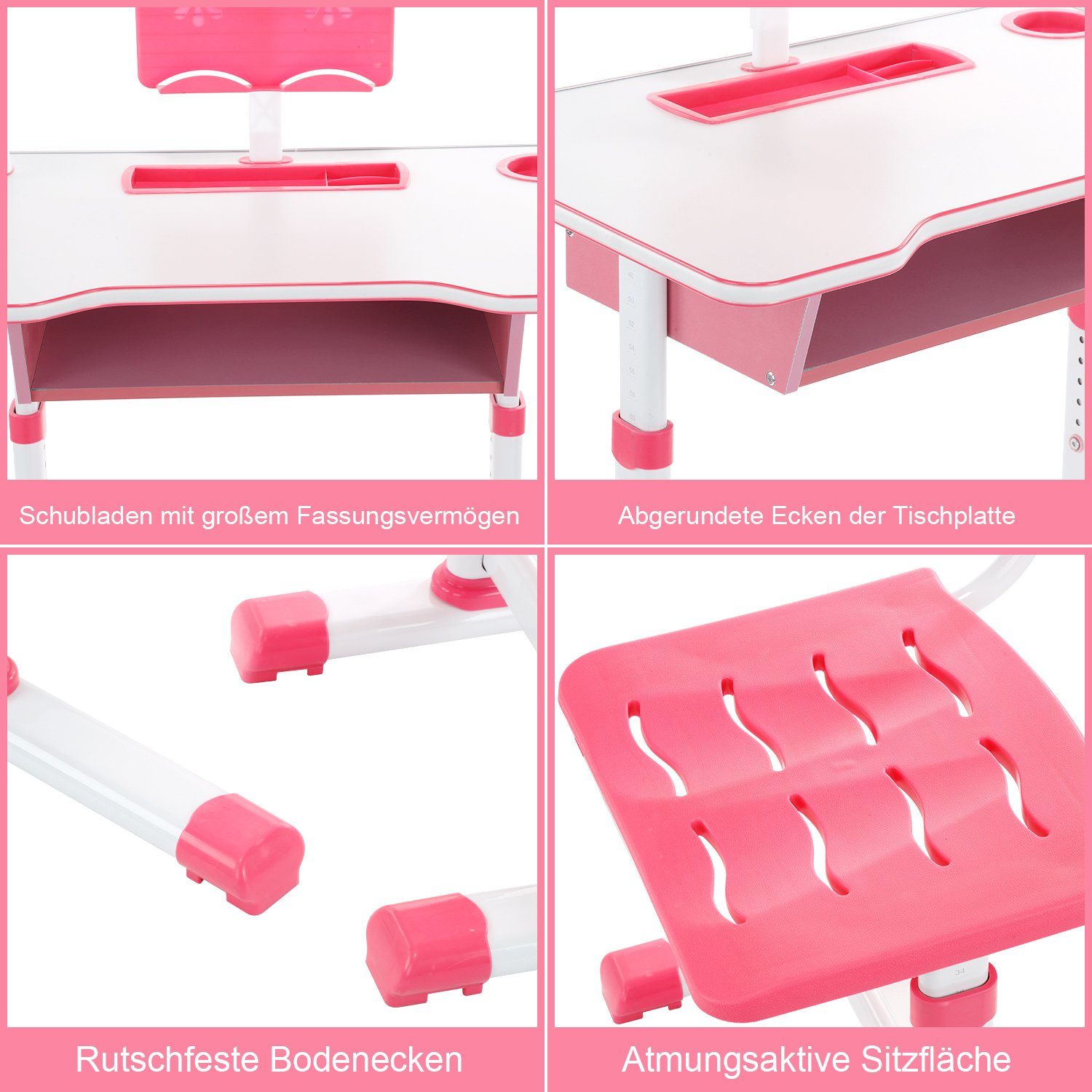 WILGOON Kinderschreibtisch Jugendschreibtisch mit Lampe, höhenverstellbar, mit Stuhl & Schublade (Set, Kids Schreibtisch und Stuhlset mit Lampe & Schublade), Schülerschreibtisch Set, Kinder Schreibtisch für Jungs & Mädchen