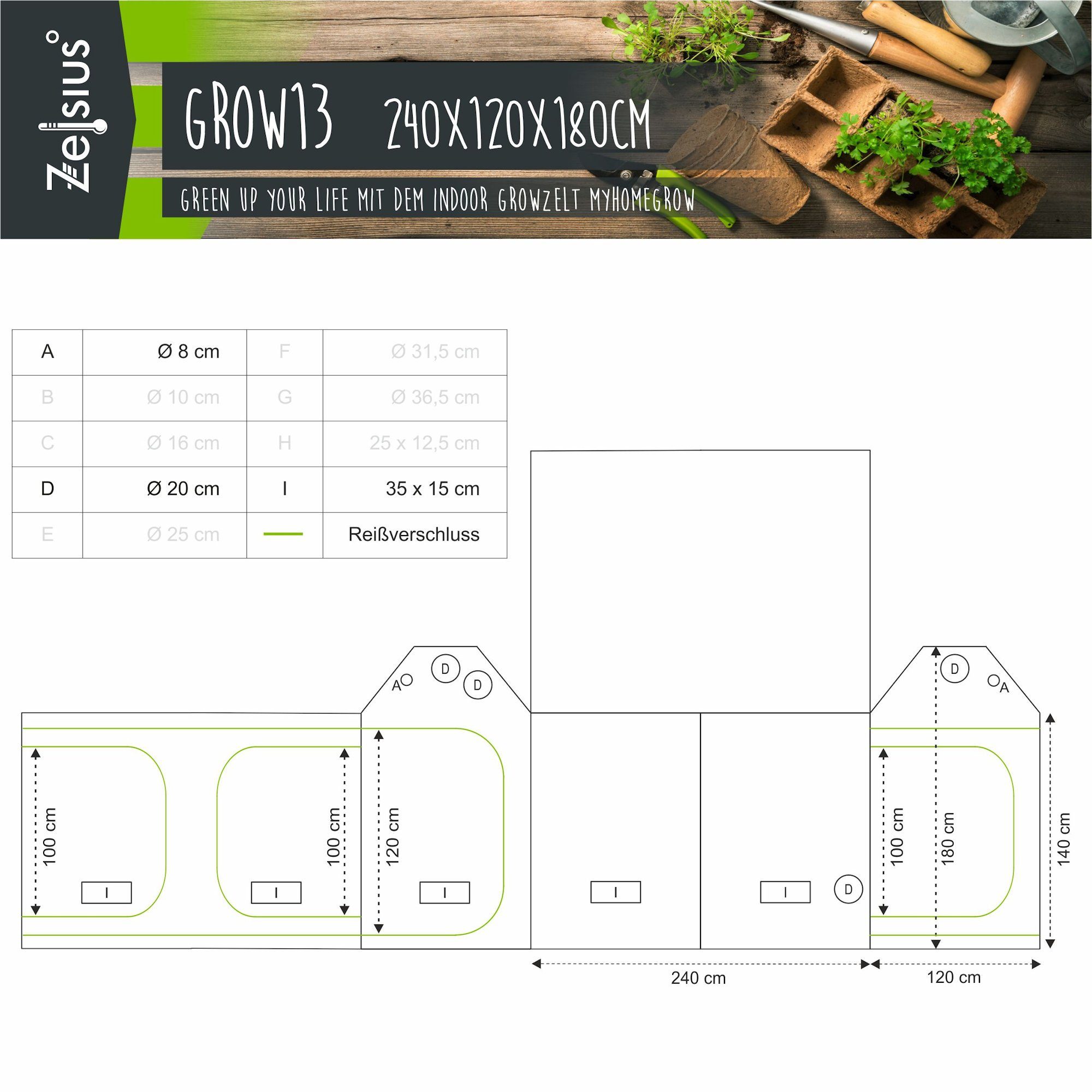 Zelsius Gewächshaus Grow Tent 240 x günstig online kaufen