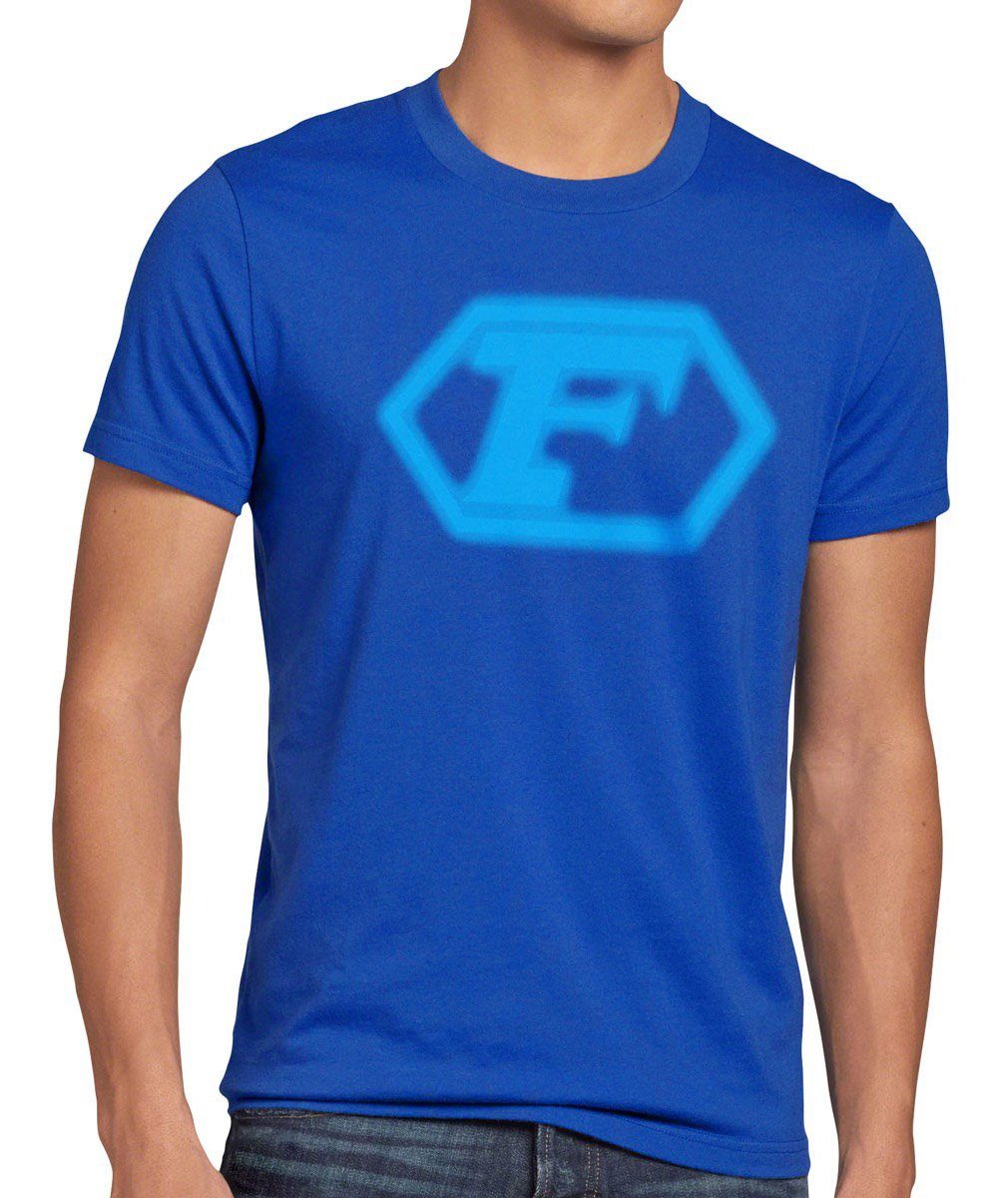 anime Captain style3 blau logo future science Herren Kult Comet T-Shirt serie comic Print-Shirt fiction