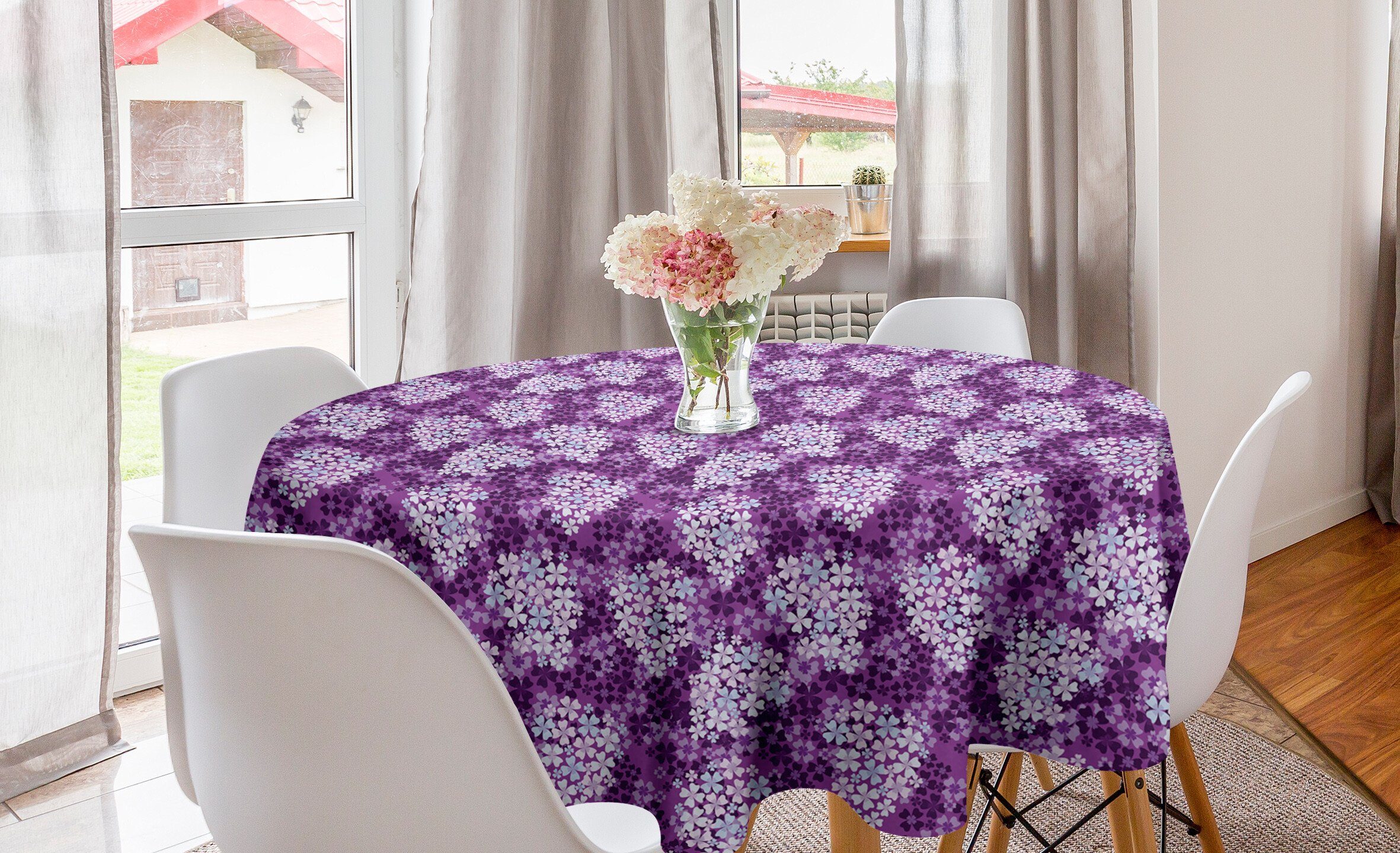 Küche Hydrangea Abdeckung Tischdecke für Tischdecke Blumen Esszimmer Feld Abakuhaus Lilacs Kreis Dekoration,