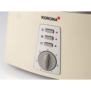 KORONA Toaster 2-Scheiben-Toaster Edelstahl-Applikation, 2 kurze Schlitze, 920 W, 920 W abnehmbarer Brötchenaufsatz, Auftaufunktion, Aufwärmfunktion