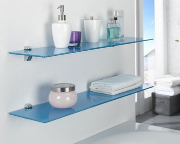 einfachgutemoebel Waschtisch-Set SET Glasregal aus Sicherheitsglas blau 80cm / 2 Stück, (Glasregal, 1-St., Glasregal)