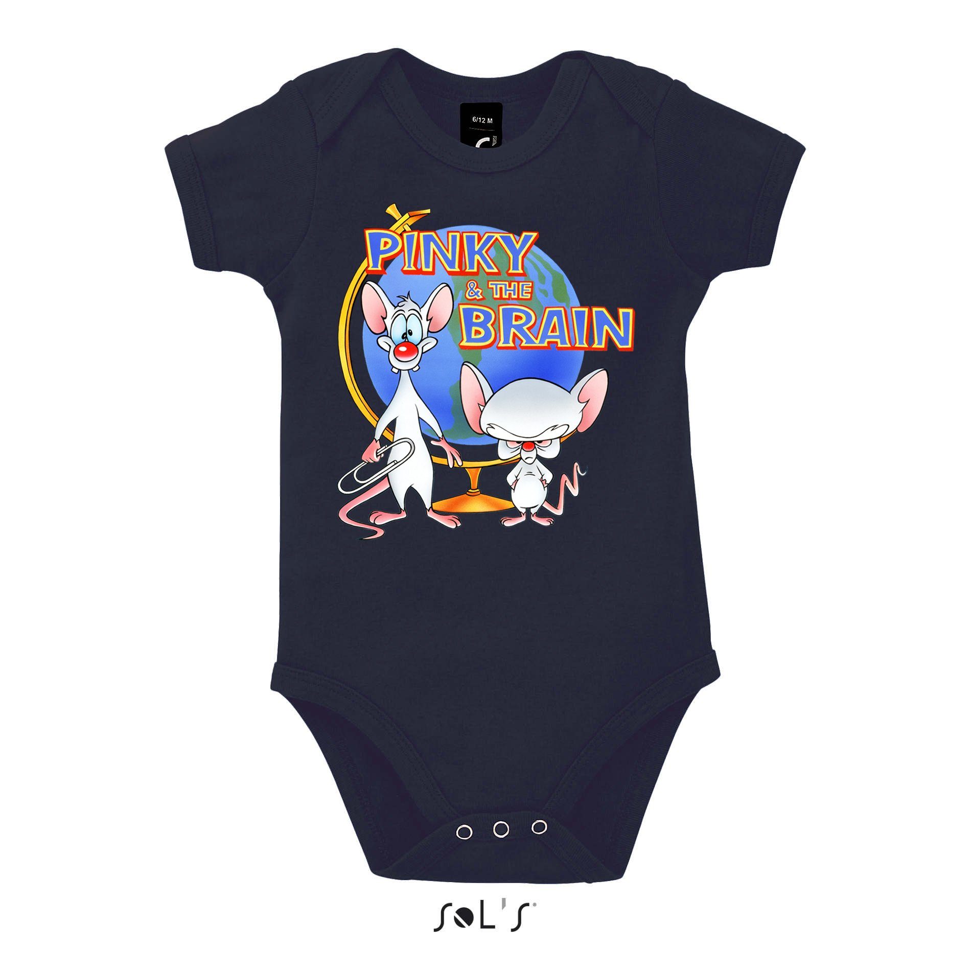 the Pinky Kinder Weltherrschaft & Blondie Brain and Comic Brownie Strampler Navyblau Baby Cartoon