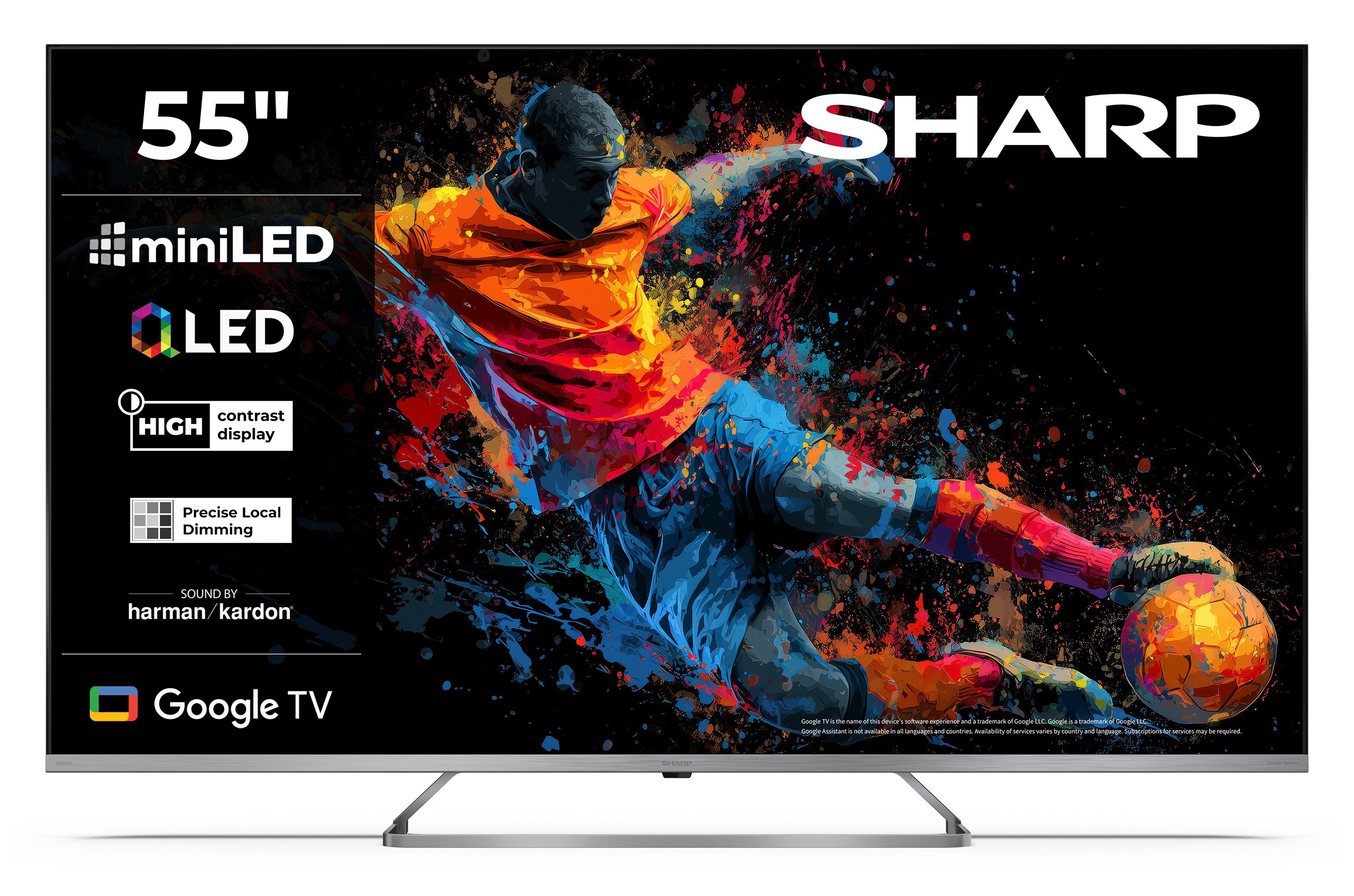 Sharp 55JP7765E QLED-Fernseher (139 cm/55 Zoll, 4K Ultra HD, Google TV, Google TV, Mini-LED, HDR Dolby Vision & Atmos, Sound by Harman Kardon)