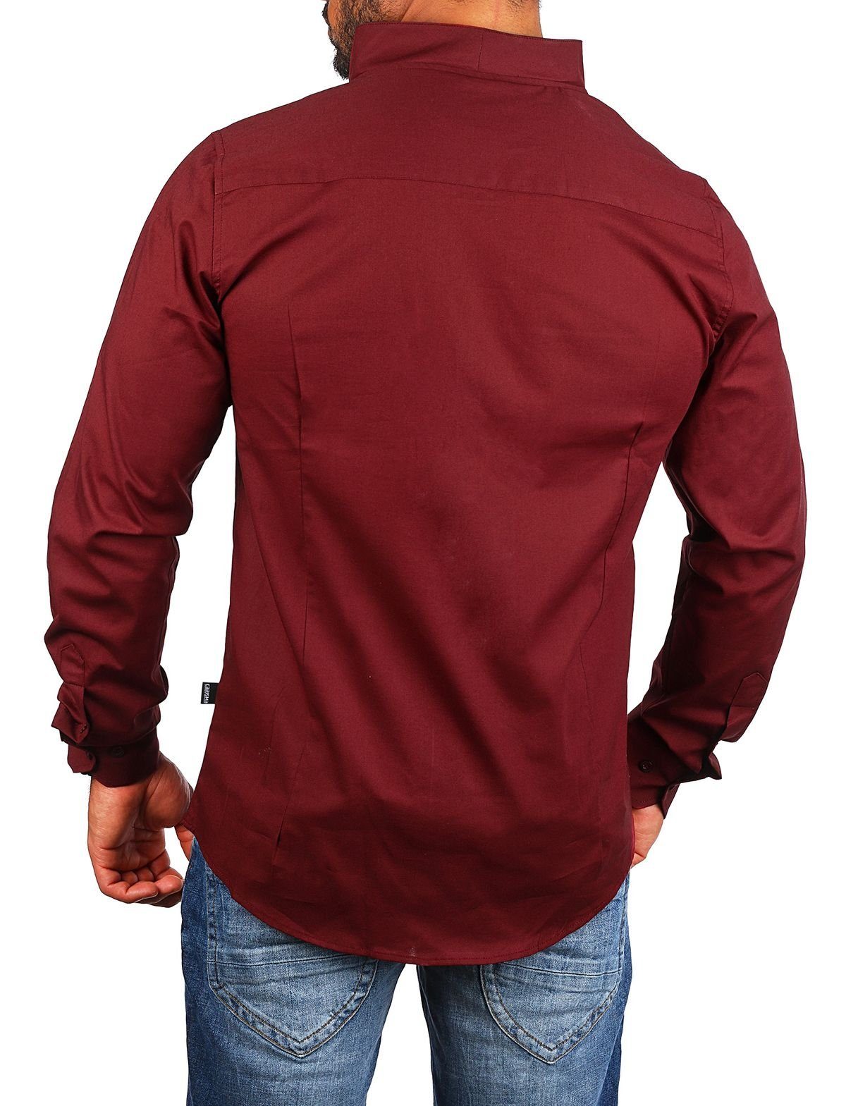 CARISMA Langarmhemd Herren langarm Stehkragen Hemd H-902-regular fit Regular Langarm Stehkragen Uni