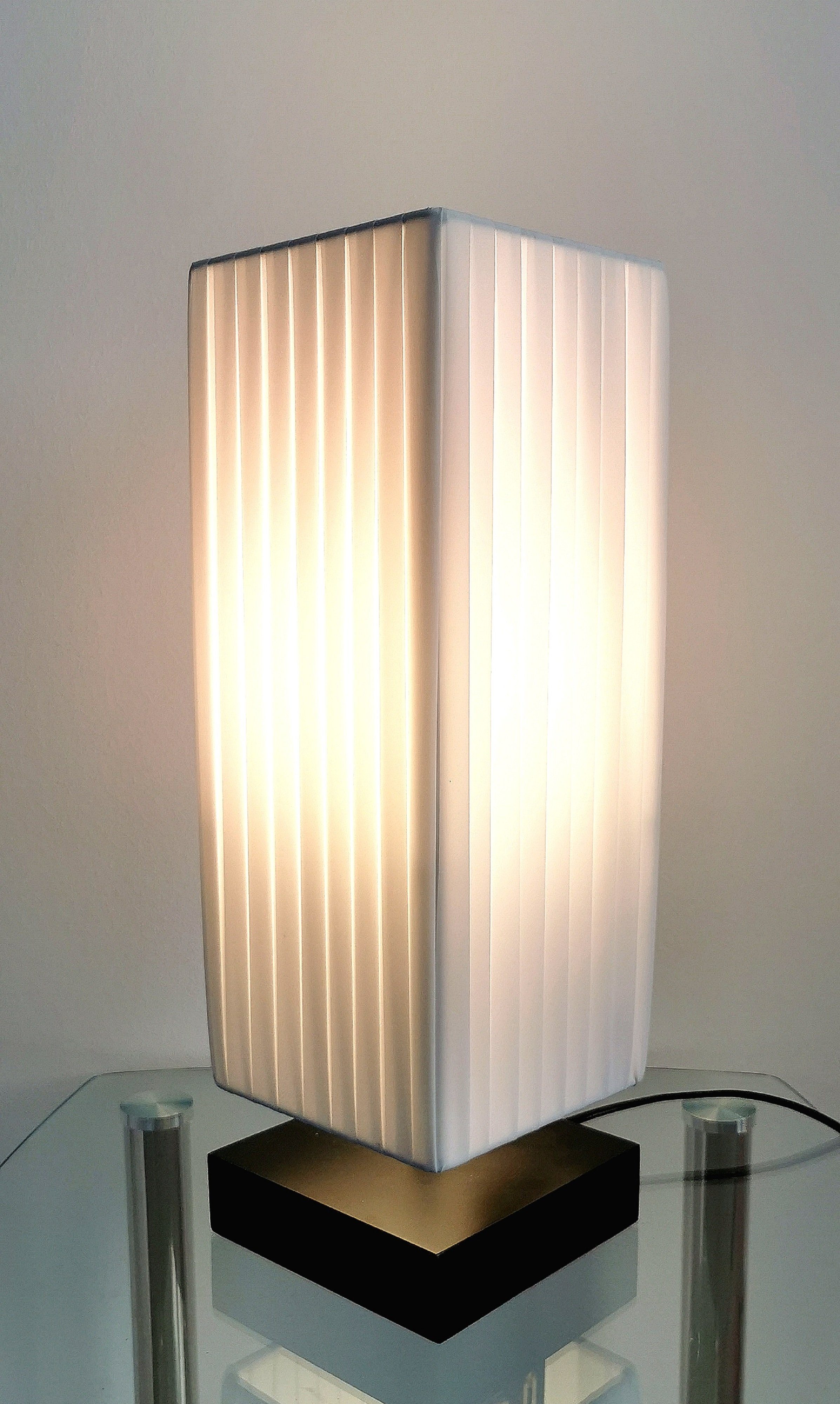 TRANGO Stehlampe, 2021 Design Tischleuchte in Eckig mit Plissee Lampenschir günstig online kaufen