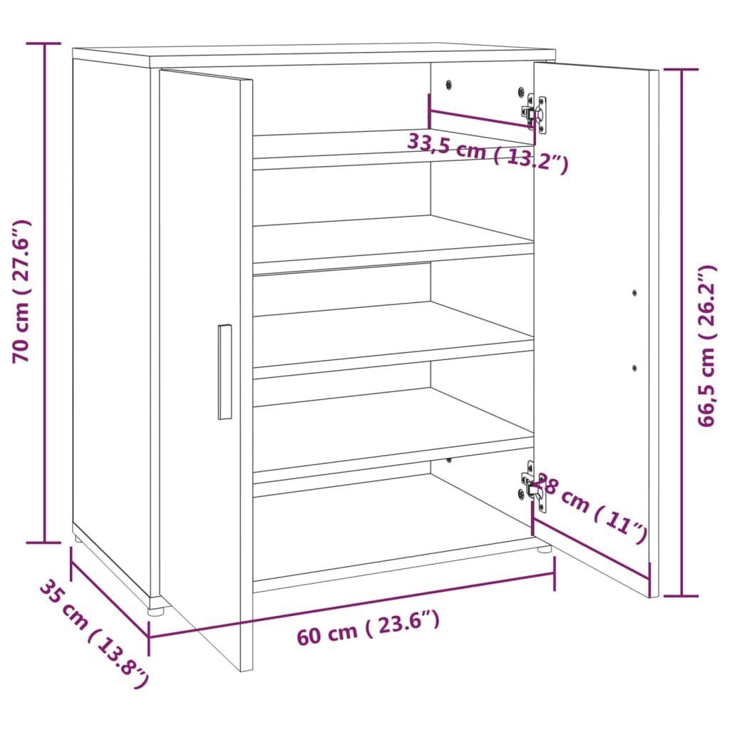 60x35x70 Räuchereiche Schuhschrank furnicato Holzwerkstoff cm