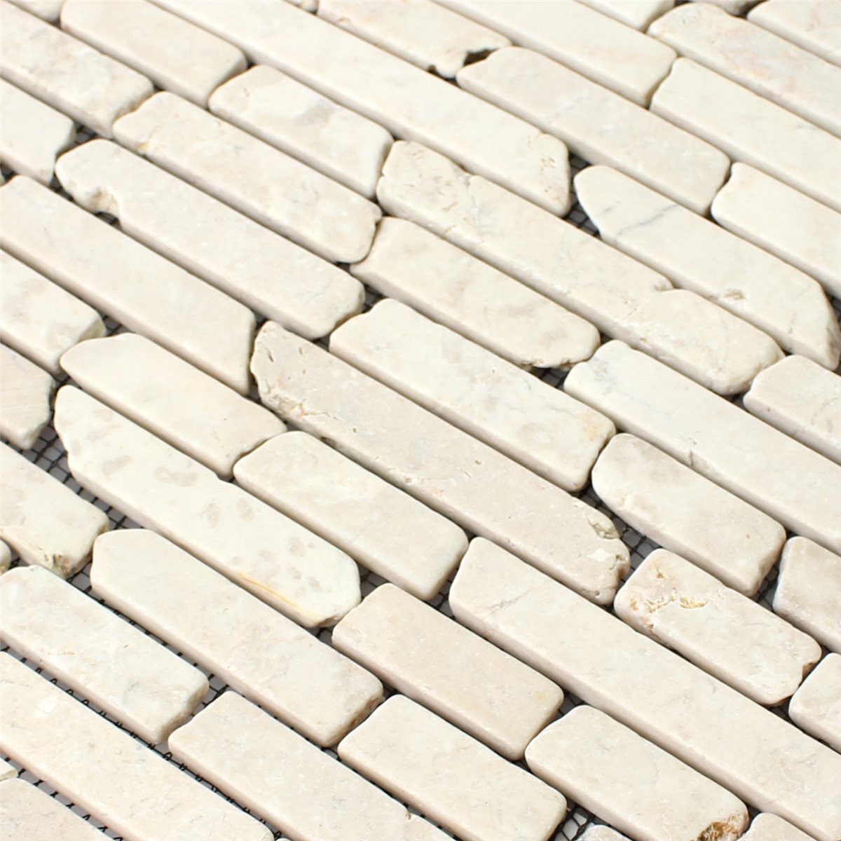 Mosafil Mosaikfliesen Naturstein Marmor Mosaikfliesen Bali Brick, Naturstein-Marmor 30.500x30.500, beige, Verlegefertig auf ein Netz geklebt - Frostsicher - Wasserfest -