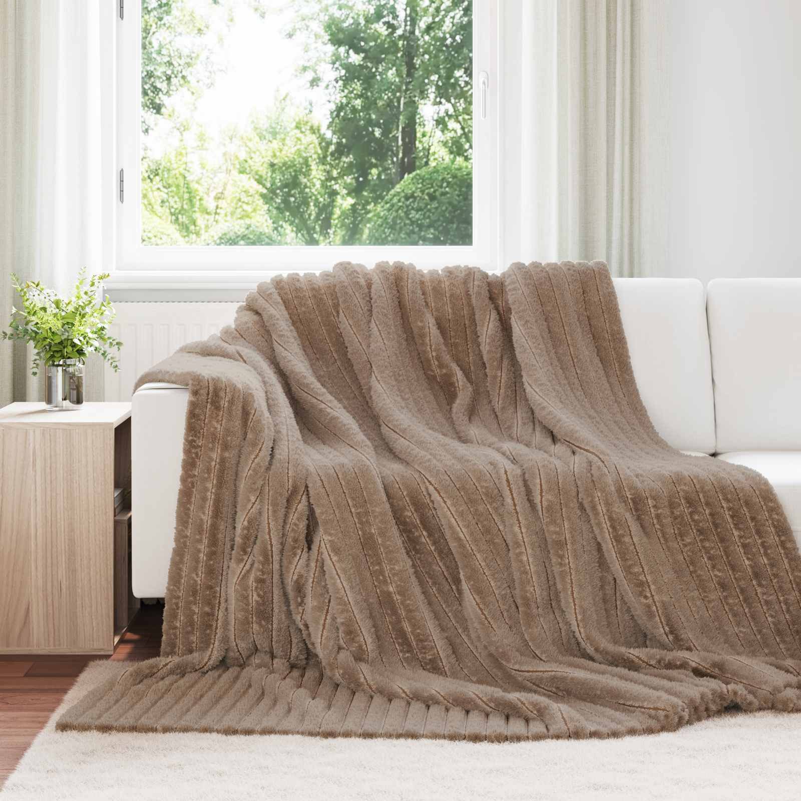 vidaXL Bettüberwurf Überwurfdecke Kamel 240 x 220 cm Fleece