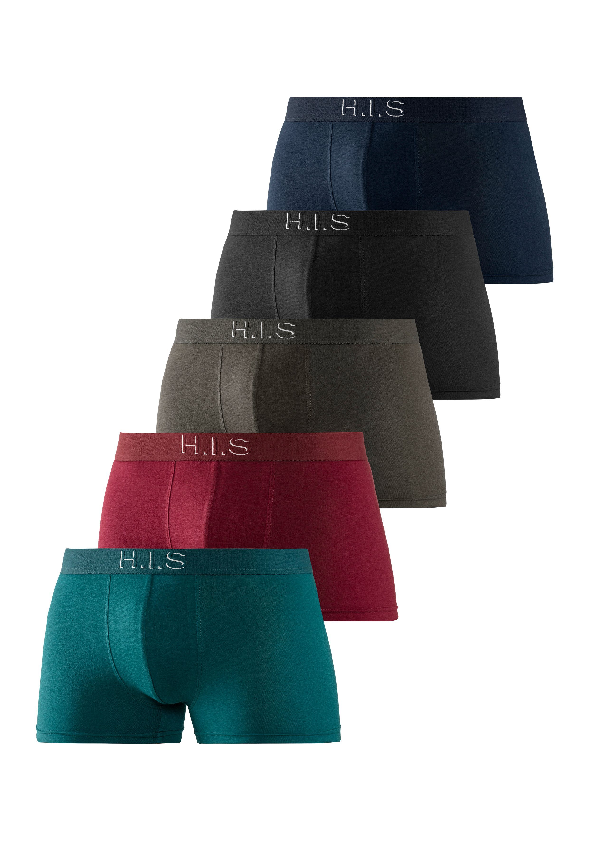 H.I.S Boxer Boxershorts für Herren (Packung, 5-St) Logo Webbund mit 3D Effekt