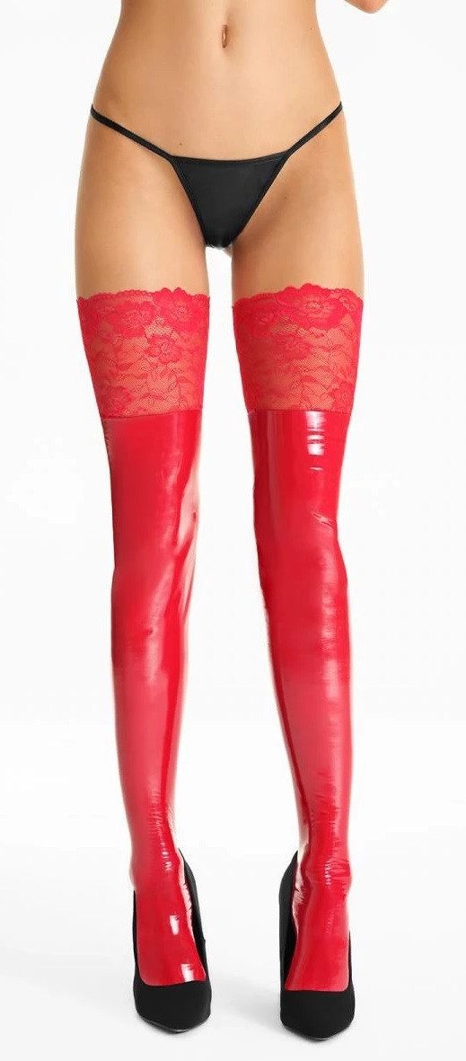 7Heaven Overknees Lack-Optik, mit Spitzenabschluss