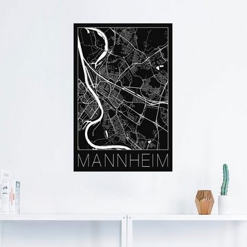 Artland Wandfolie Retro Karte Mannheim Deutschland Schwarz, Deutschland (1 St), selbstklebend