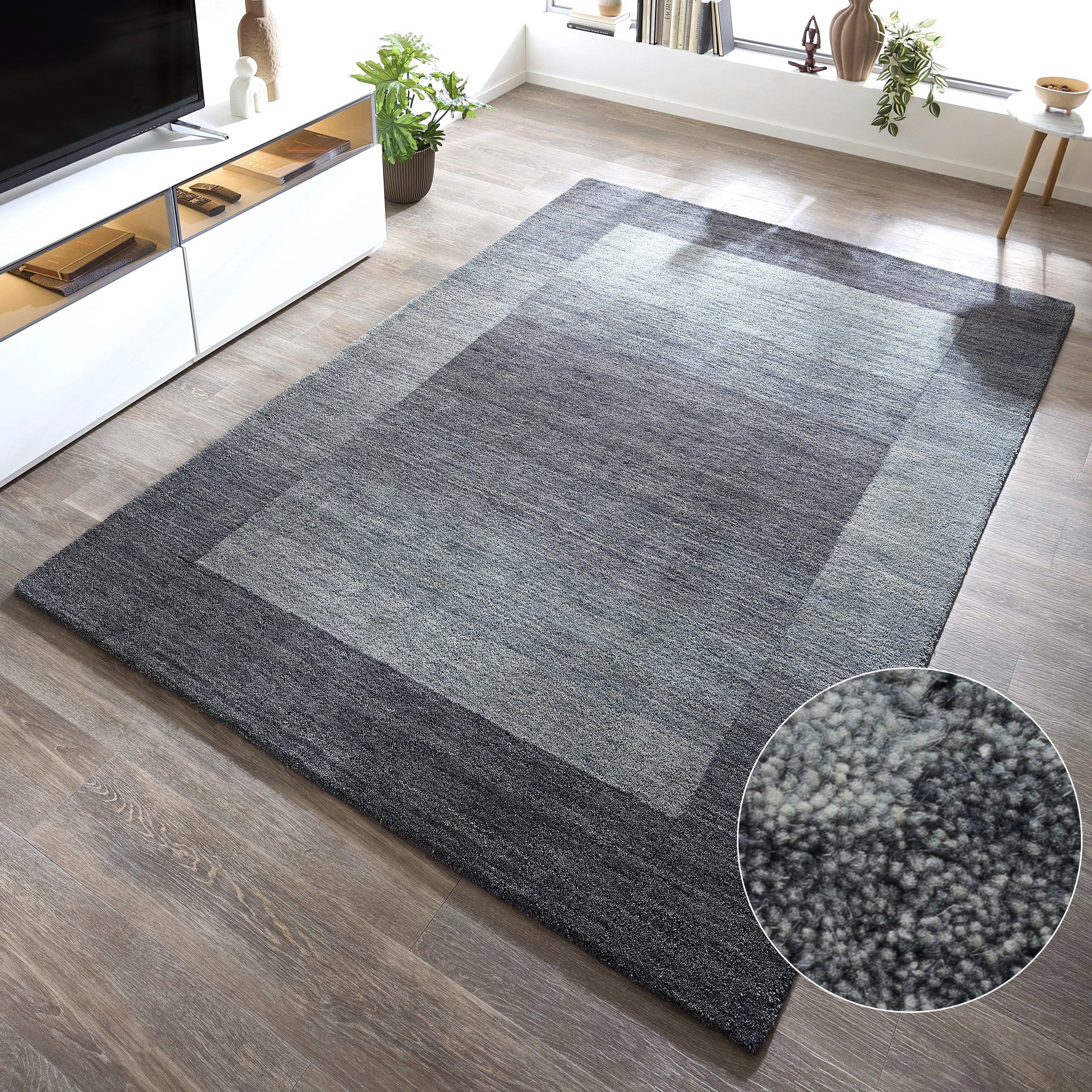 THEKO Wollteppich Gabbeh Super, Handweb, auch als Läufer erhältlich, reine Wolle, rechteckig, Höhe: 9 mm, Schlafzimmer, Wohnzimmer, Esszimmer, auch als Bettumrandung