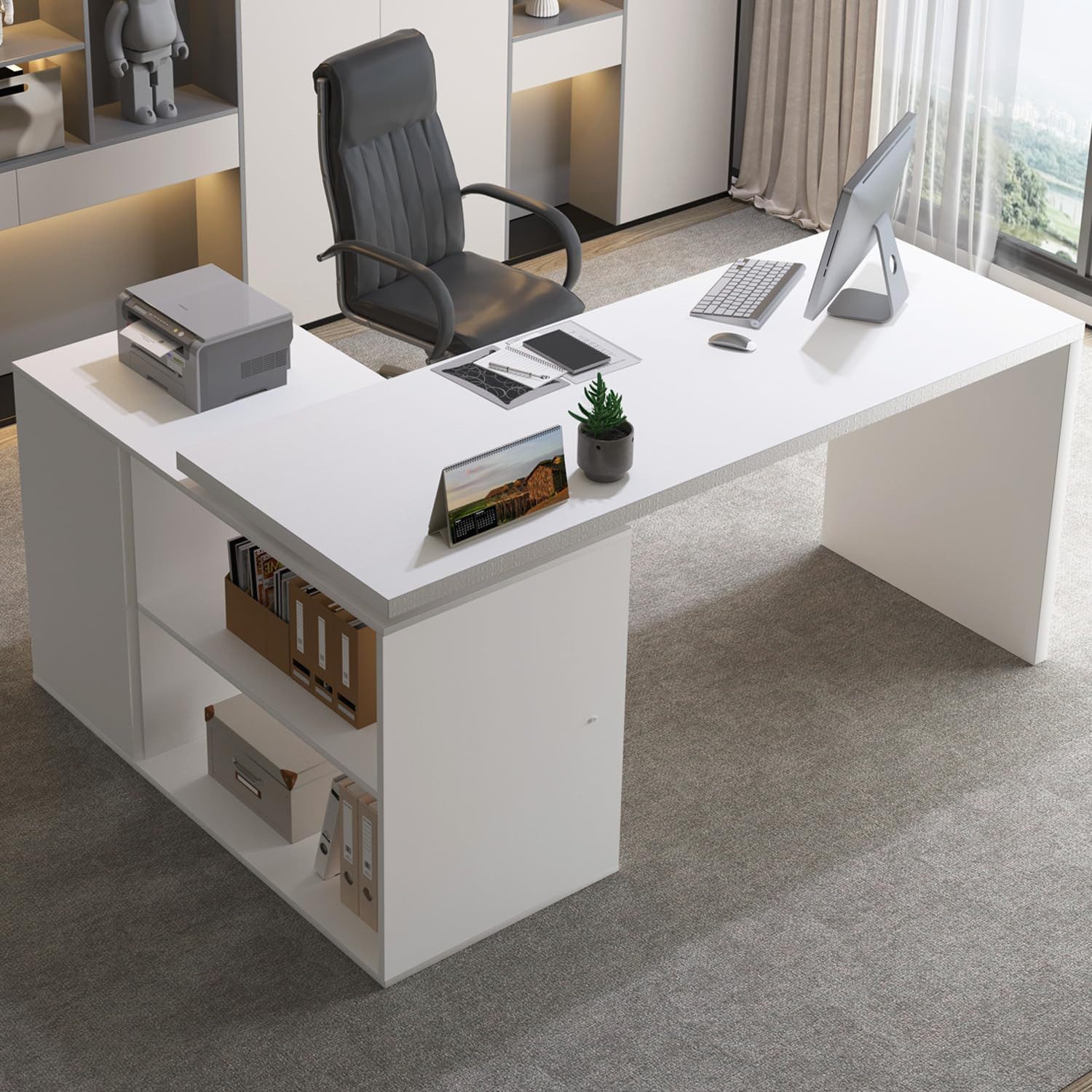 mukuhi Schreibtisch SCHREIBTISCH mit Schubladen flexibel Büro Computertisch 140x 50x76 cm, 6 Aufbauvarianten möglich – Bild 3 von 5