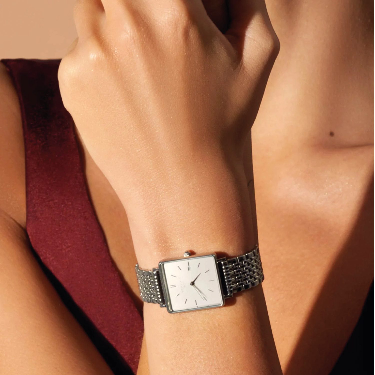 ROSEFIELD Quarzuhr Rechteckig Silberfarben günstig online kaufen