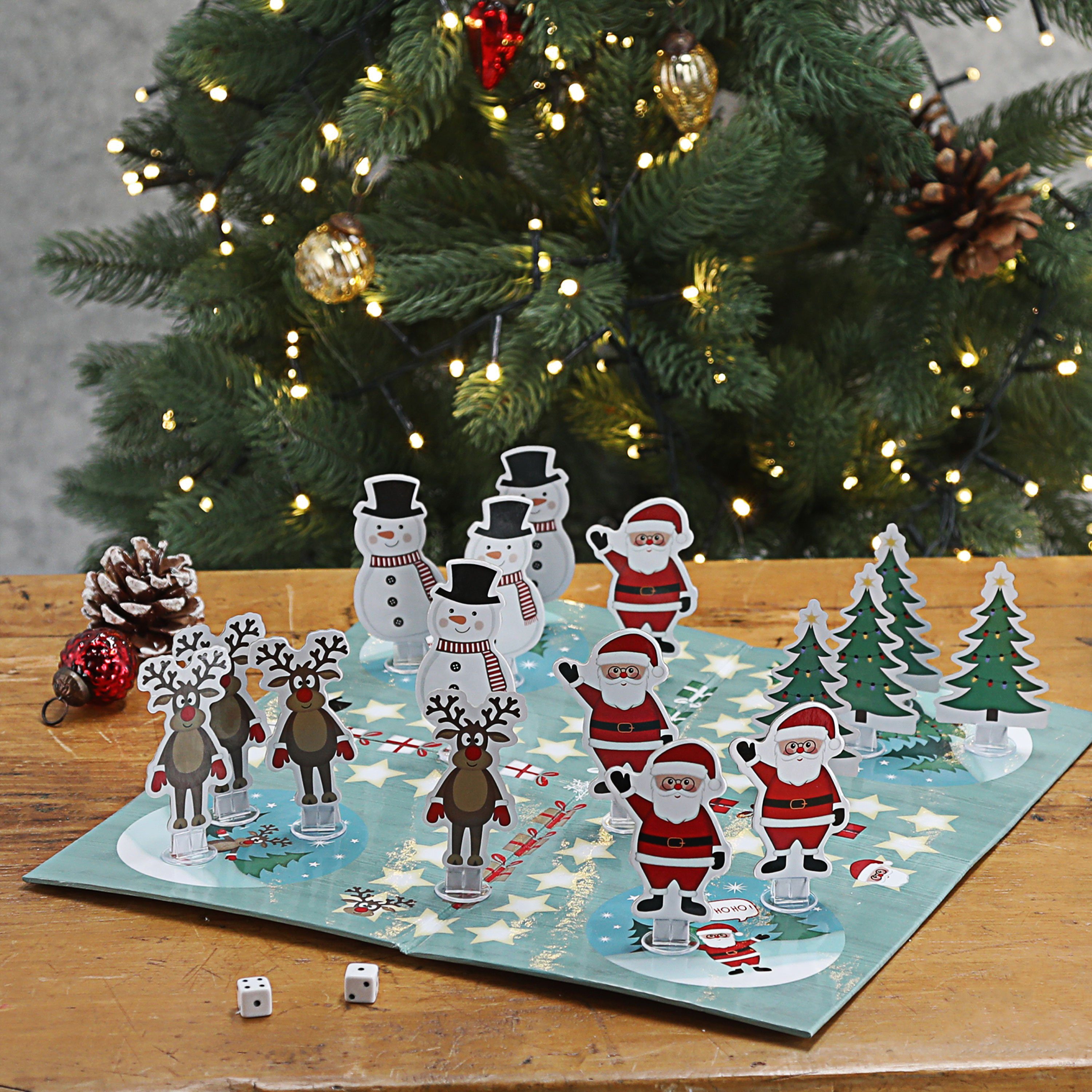 CEPEWA Spiel Brettspiel XMAS Würfelspiel 30x1cm Spielfeld 2xWürfel 16xSpielfiguren