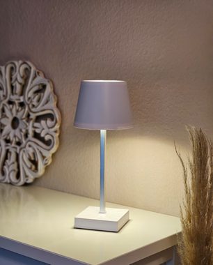 Meinposten LED Nachttischlampe Tischleuchte Touch dimmbar LED Lampe Leuchte weiß silber kabellos, LED fest integriert, Warmweiß, Dimmbar, Batterien nicht inklusiv, LED
