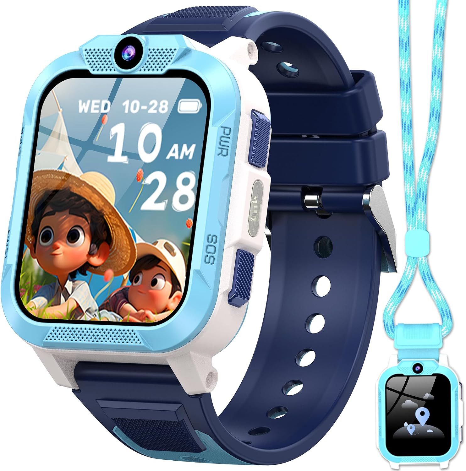 blackview Kinder mit GPS und Telefon 4G,7-Tage Akku,SOS-Notruf, IP68 Wasserdicht Smartwatch