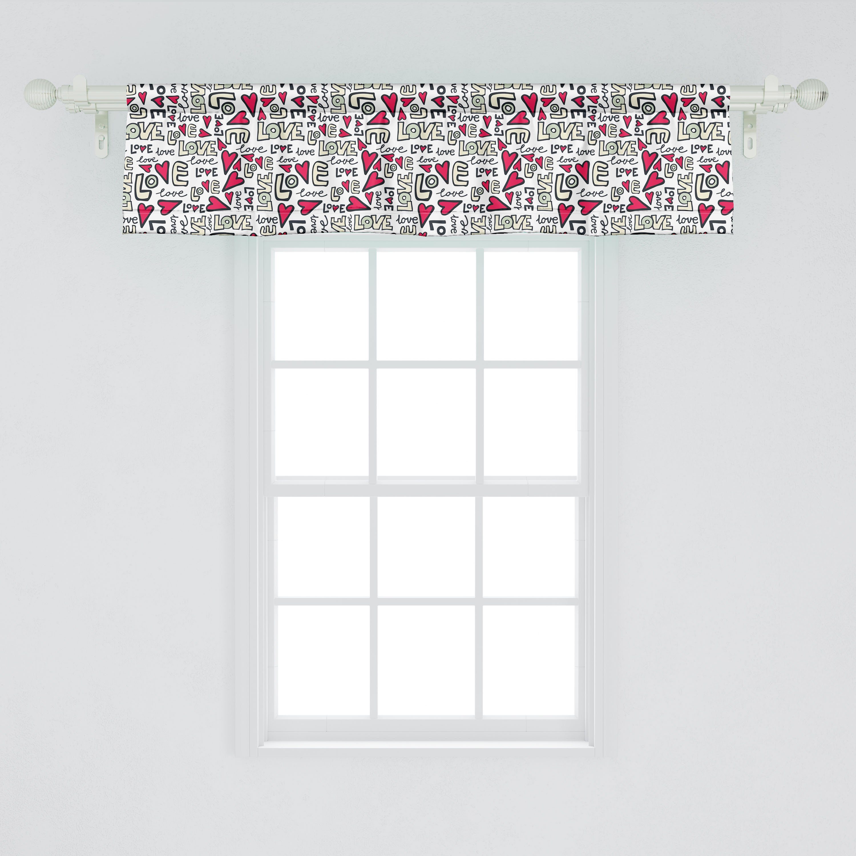 Scheibengardine Vorhang Volant für Stangentasche, Dekor Microfaser, Romantische Worte Schlafzimmer mit Graffiti Küche Liebe Abakuhaus