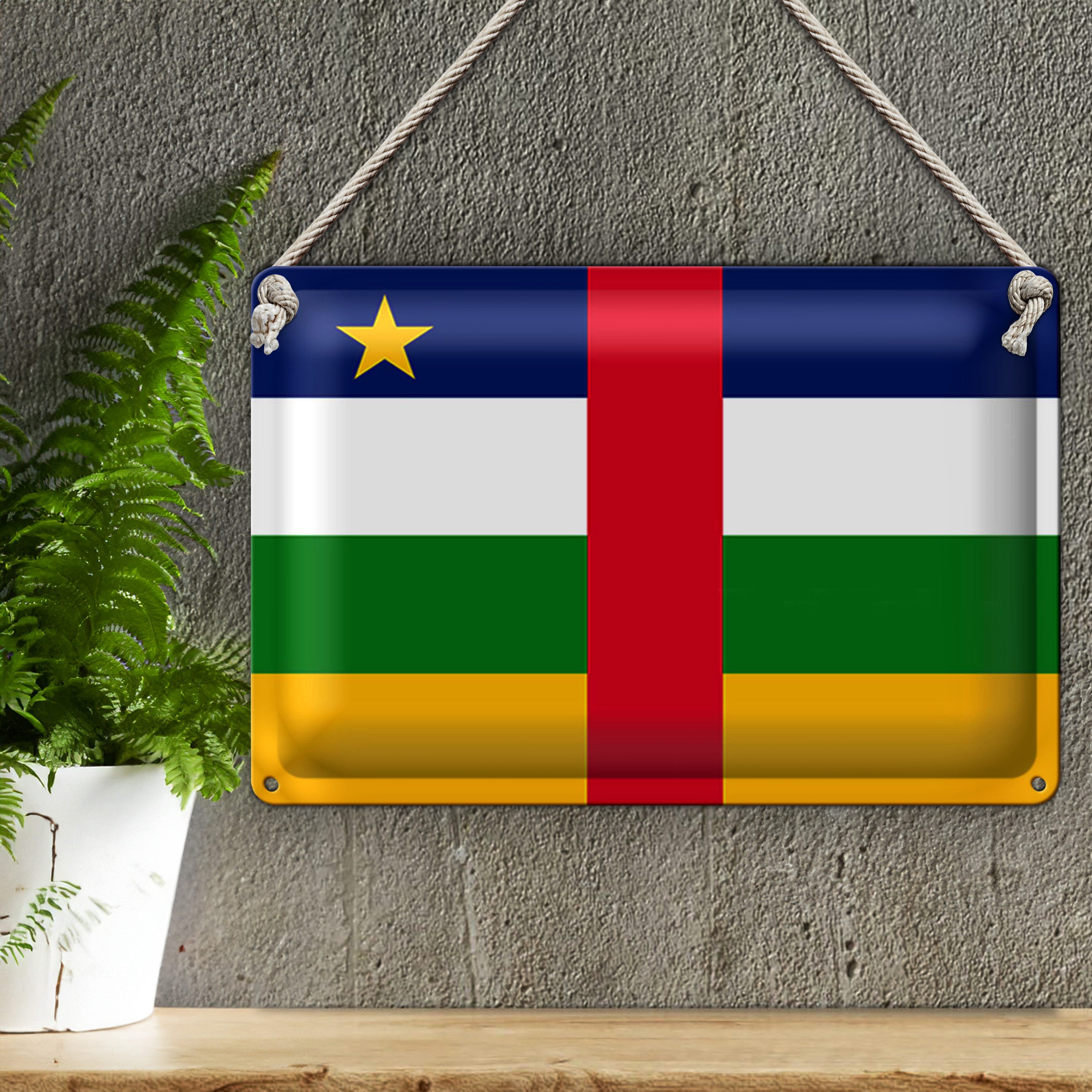 Roomando Metallschild Blechschild Flagge Zentralafrikanische Republik 30x20cm