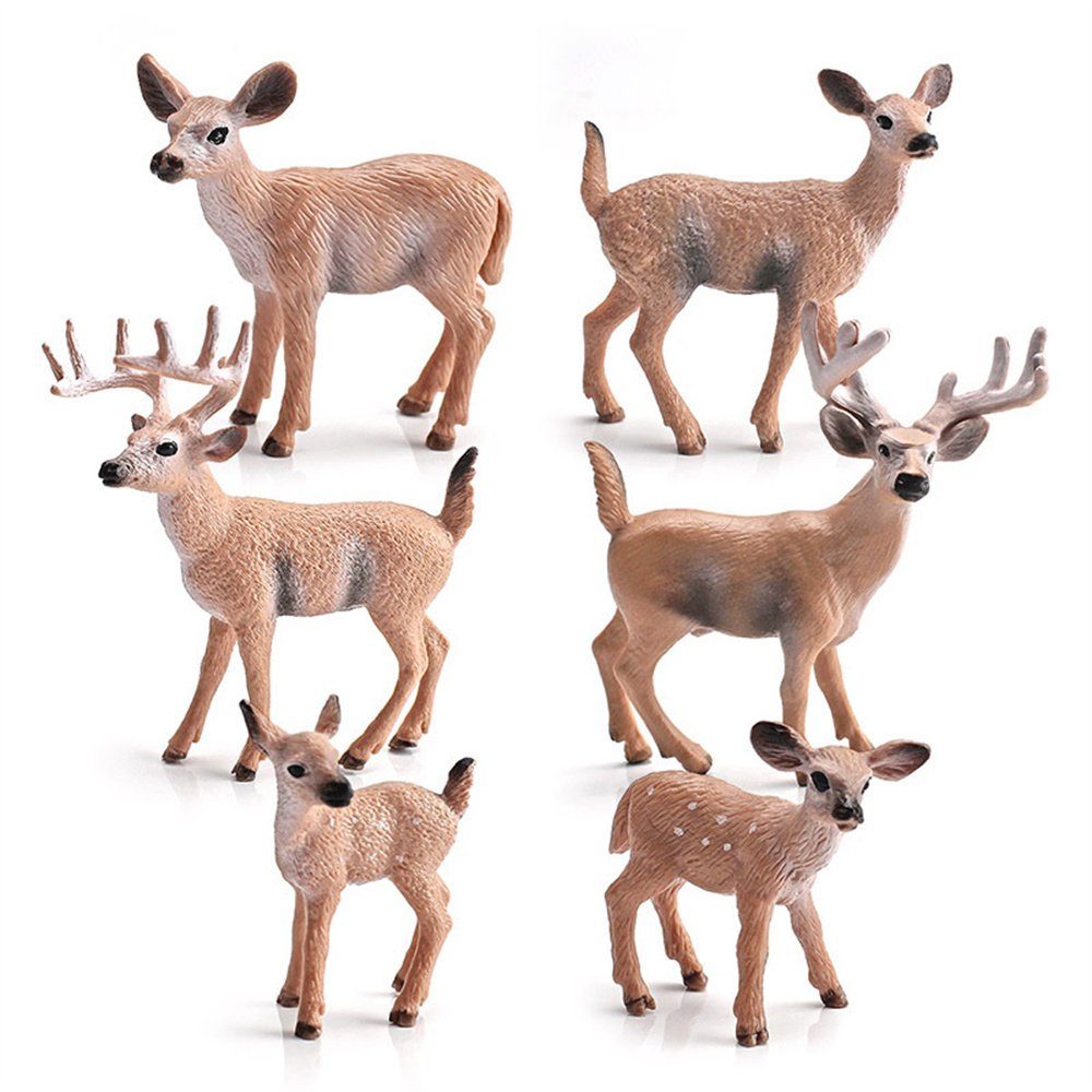 Elch 6 Tierfigur Tierschmuck,Dekoration, Dekoration Hirsch-Tierfiguren,Weihnachten Stück Mikro-Landschaft, SCRTD für