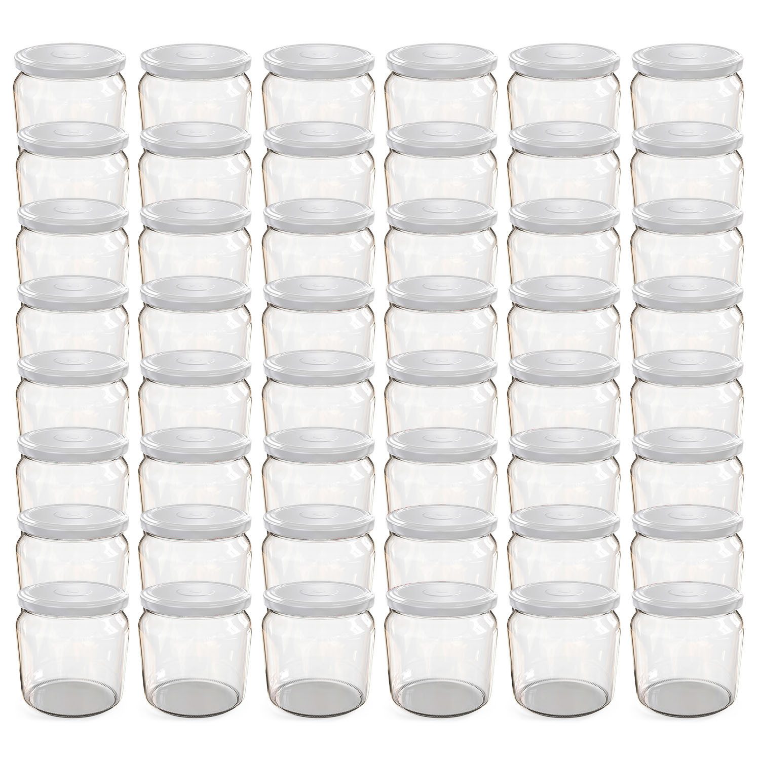 Oputec Einmachglas 48x 360ml Einmachgläser mit Schraubdeckel TO 82 Weiß Marmeladengläser