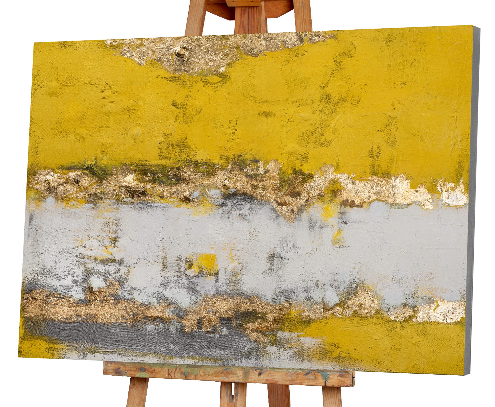ArtUniverse Gemälde Interpretation von Gelb 90 x 120 cm, Abstrakt