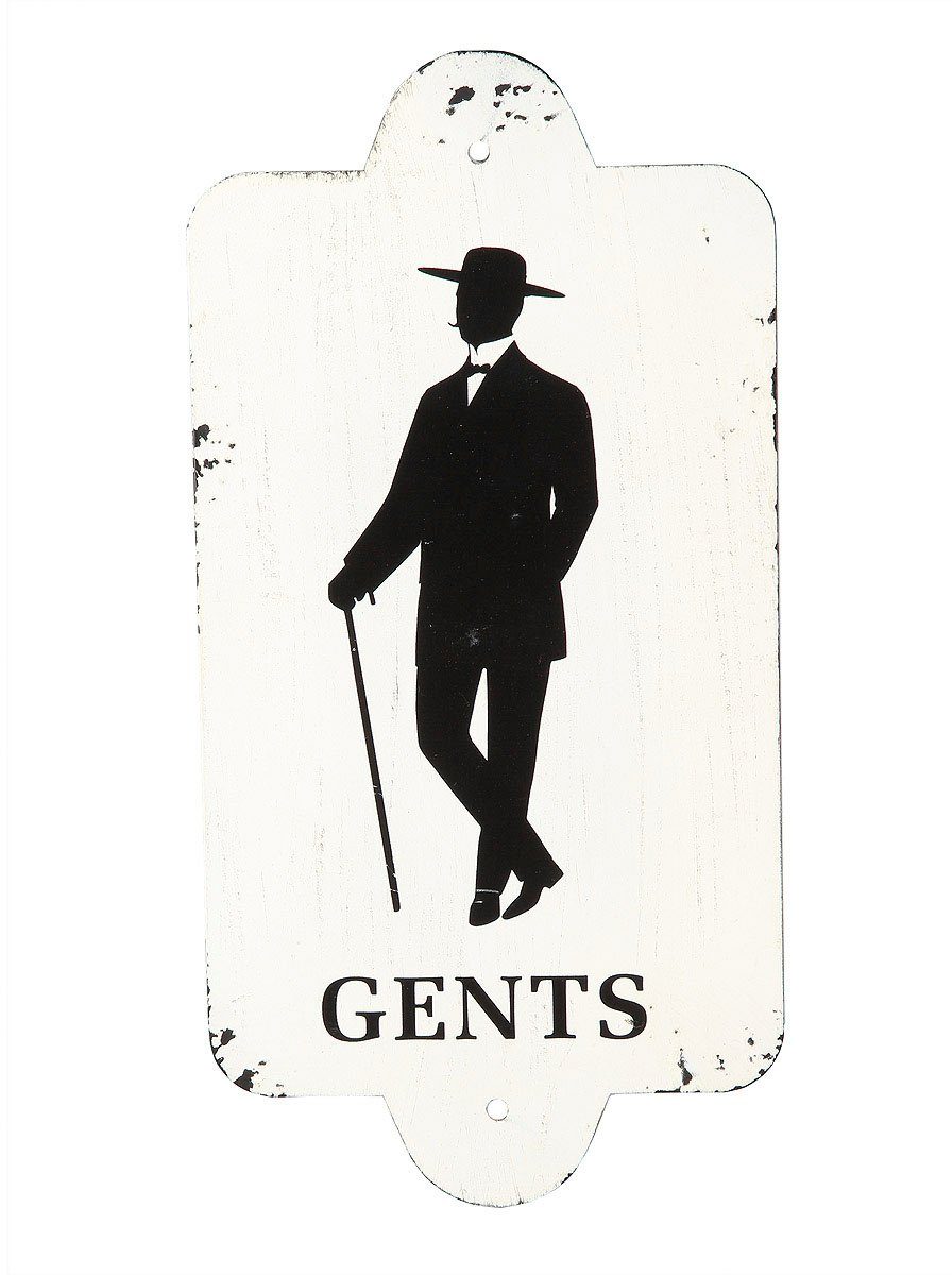 Ambiente Haus Metallbild Gentlemen 28x14cm, (1 St), mit Schriftzug Gents für WC-Tür