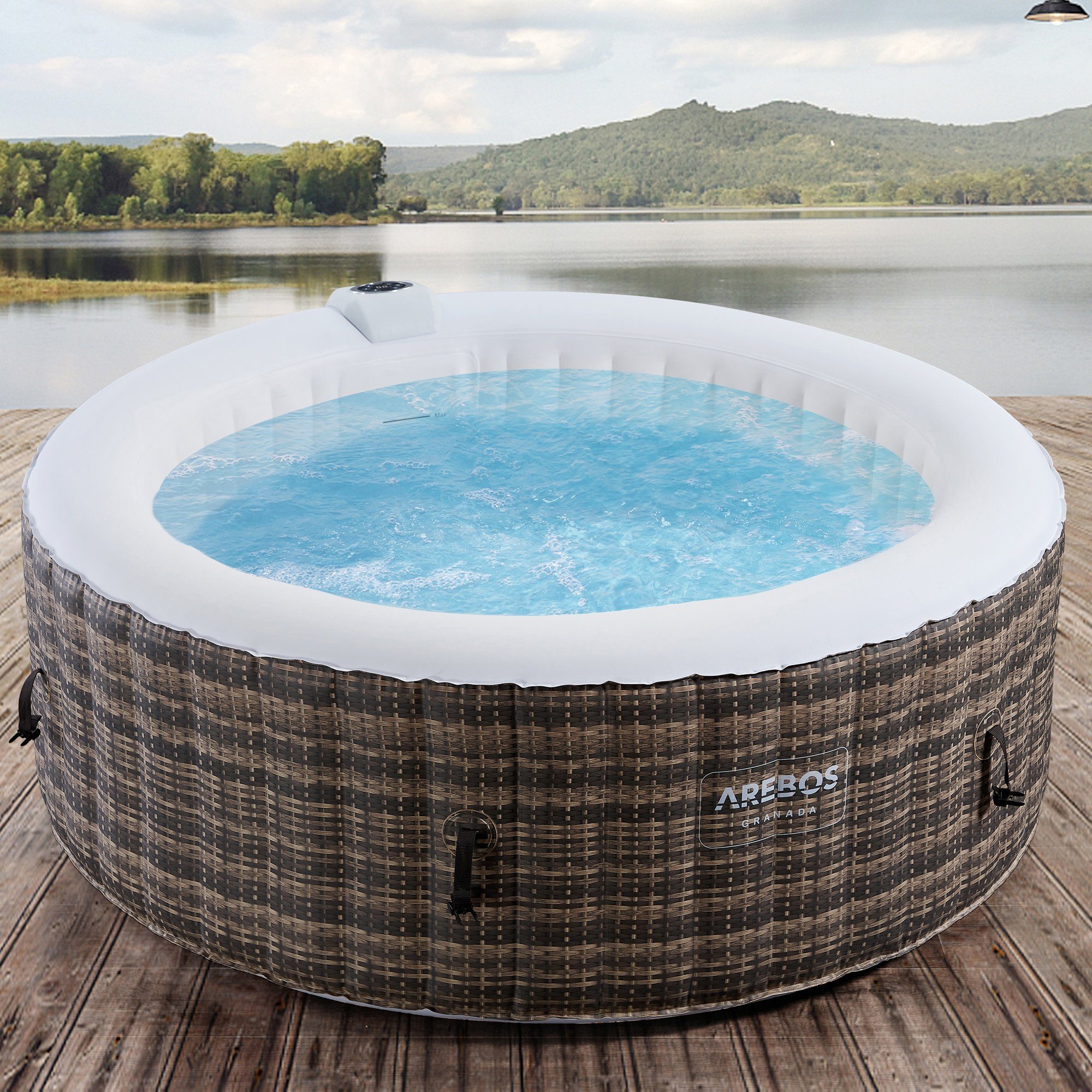 Arebos Whirlpool »GRANADA«, (Aufblasbar komplett mit Zubehör), 180 x 140 cm für 4 Personen