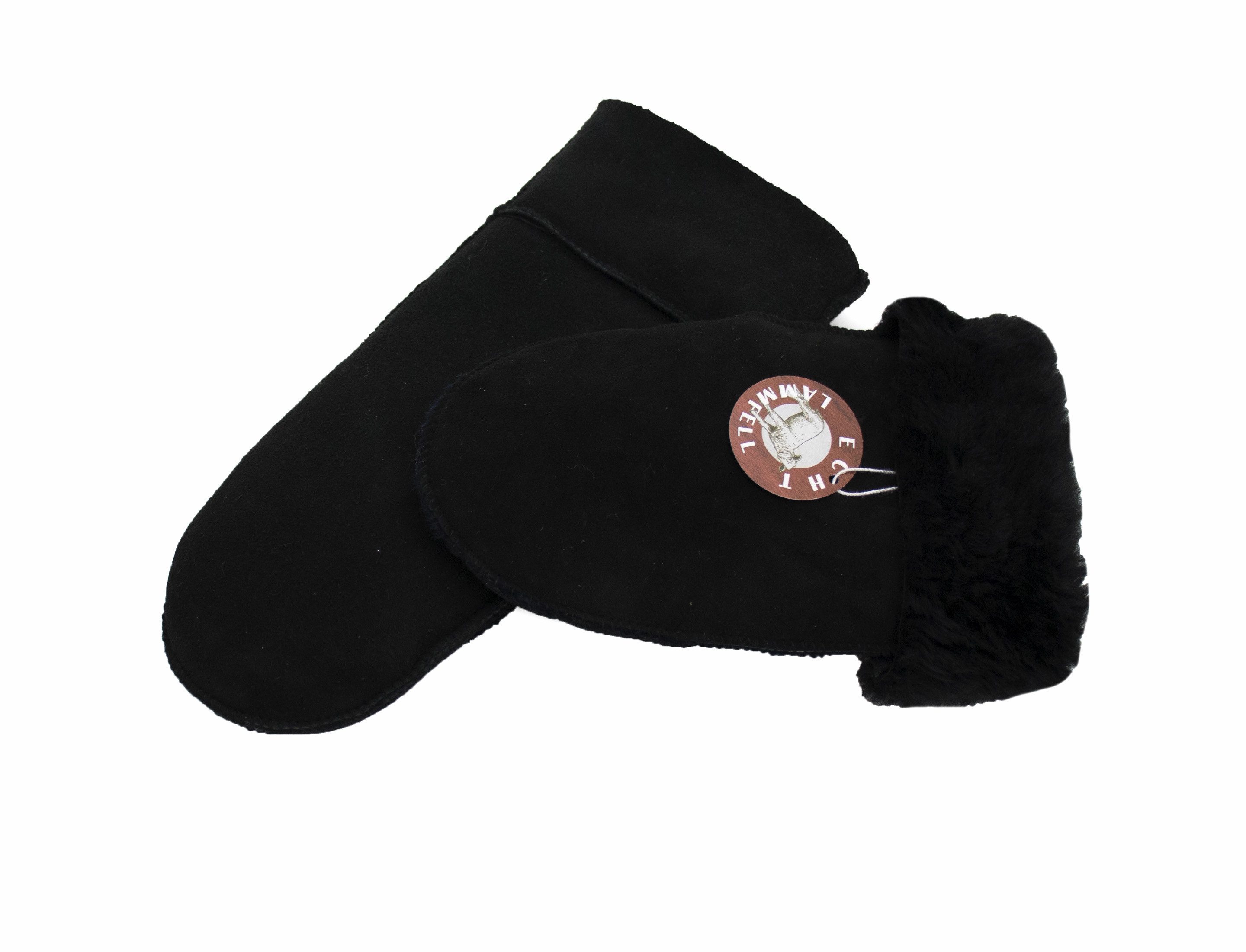 Reissner Lammfelle Lederhandschuhe Fäustlinge Faust Handschuhe Lammfell mit Veloursleder (2-St) mit umgeschlagbarem Rand