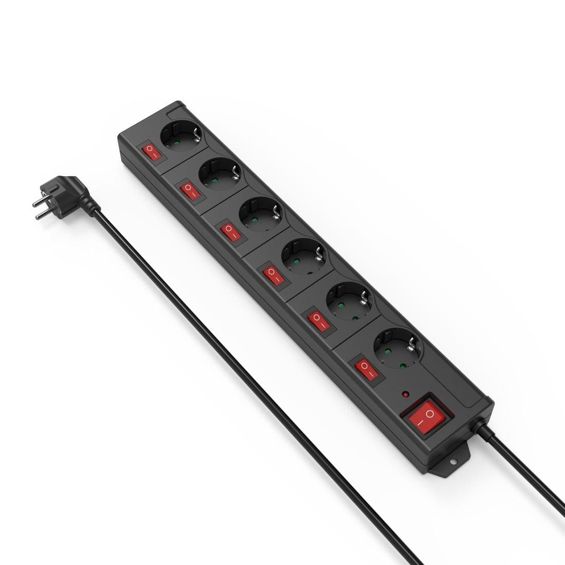Hama Mehrfachsteckdose 6-fach Steckerleiste, mit Schalter Розеткиleiste 6-fach (Schalterbeleuchtung, separate Ein- / Ausschalter, Schutzkontaktstecker, Kabellänge 1,4 m)