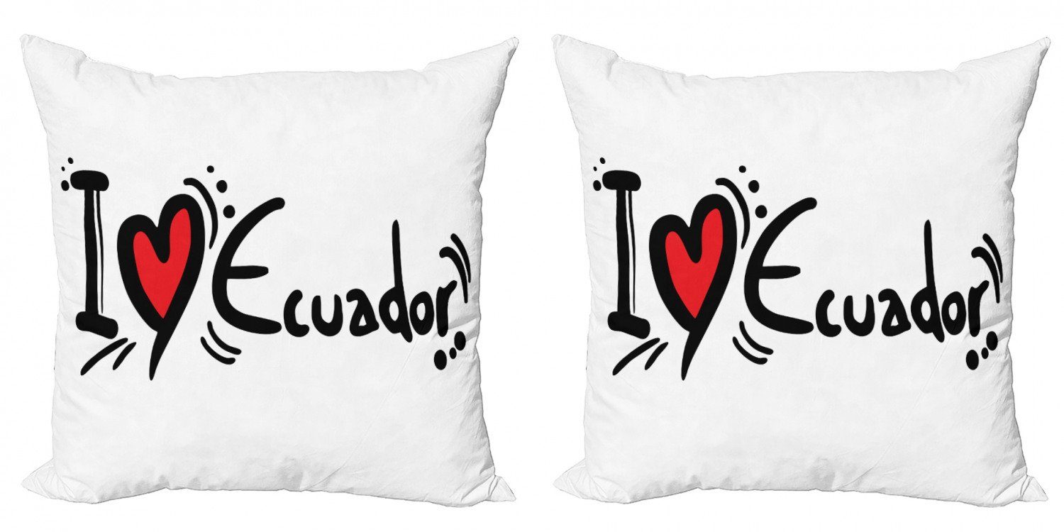 Stück), (2 Typography Abakuhaus Ecuador Kissenbezüge Herz Accent Digitaldruck, Ecuador I Modern Doppelseitiger