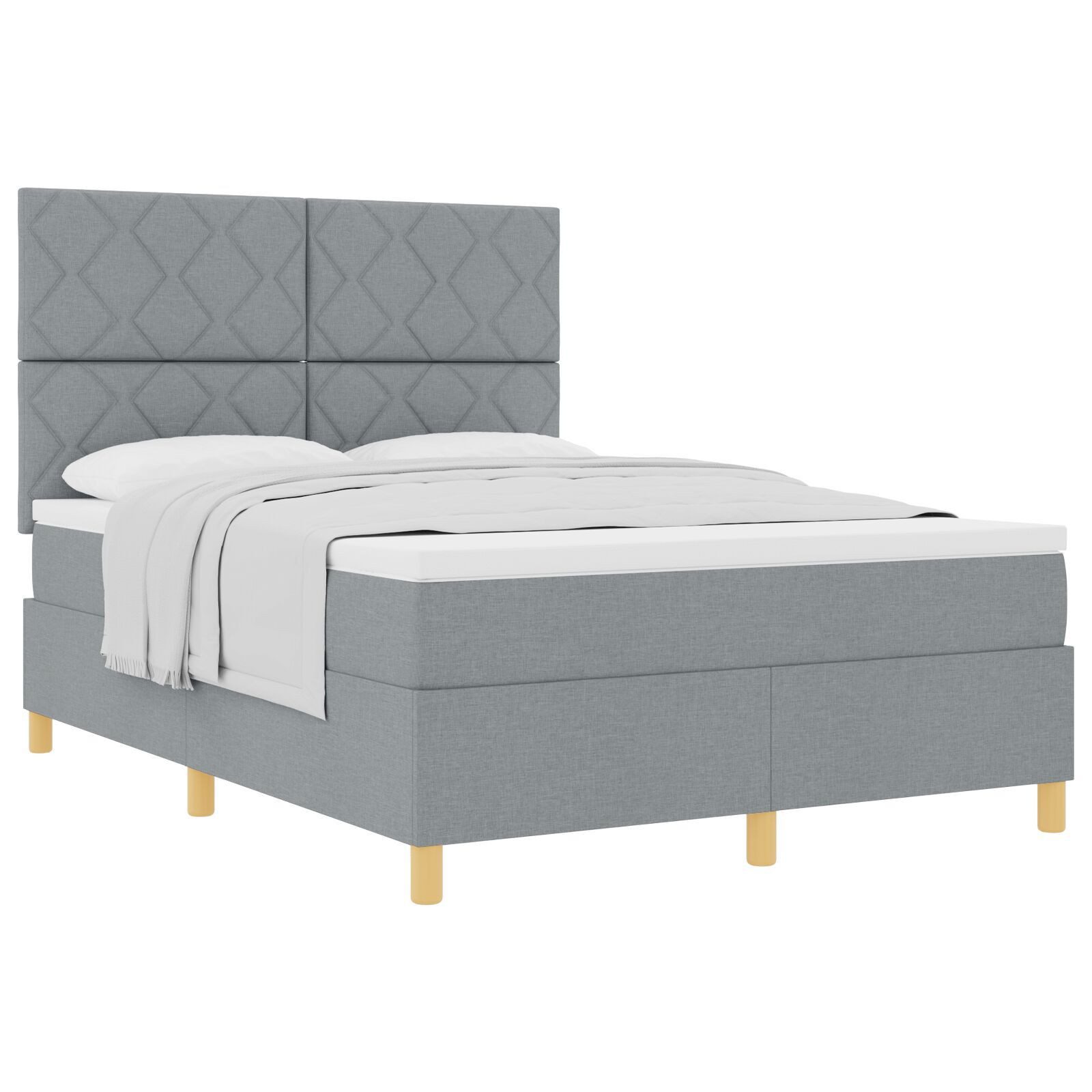 vidaXL Bett Boxspringbett mit Matratze Hellgrau 140x190 cm Stoff (1-tlg) günstig online kaufen