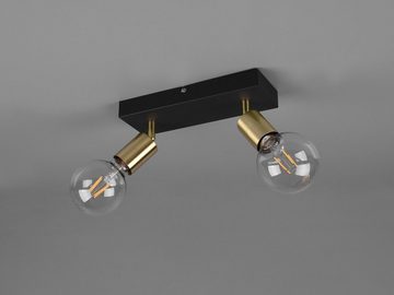 meineWunschleuchte LED Deckenstrahler, Dimmfunktion, LED wechselbar, Warmweiß, innen, Industriedesign Deckenleuchte 2-flammig Schwarz Gold, B: 26cm