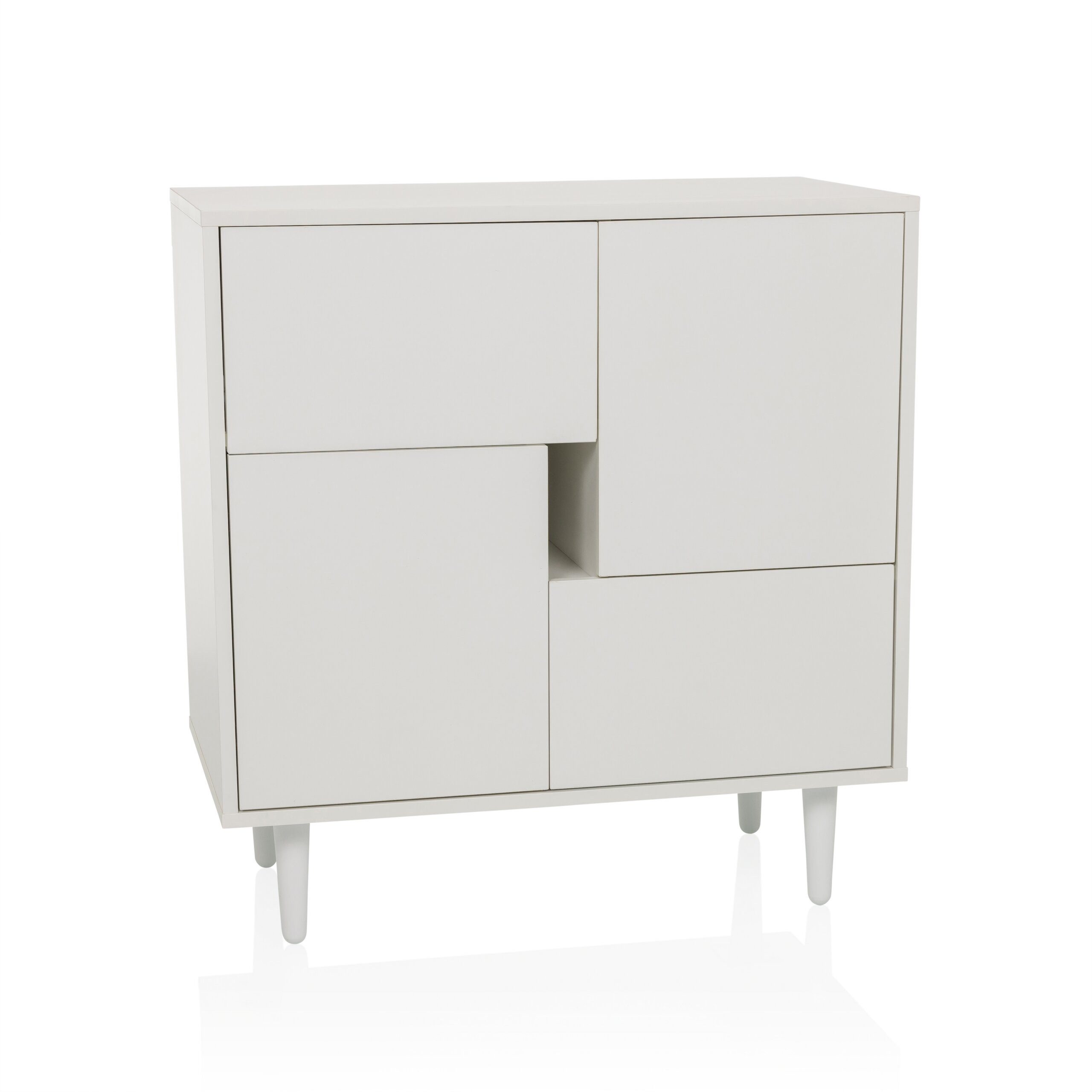 hjh LIVING Kommode LYKKJA Sideboard H/B/T: 77.0 x 72.0 x 39.5 cm, Sideboard mit 2 Schubladen und 2 Türen, Modernes Design, Grifflos