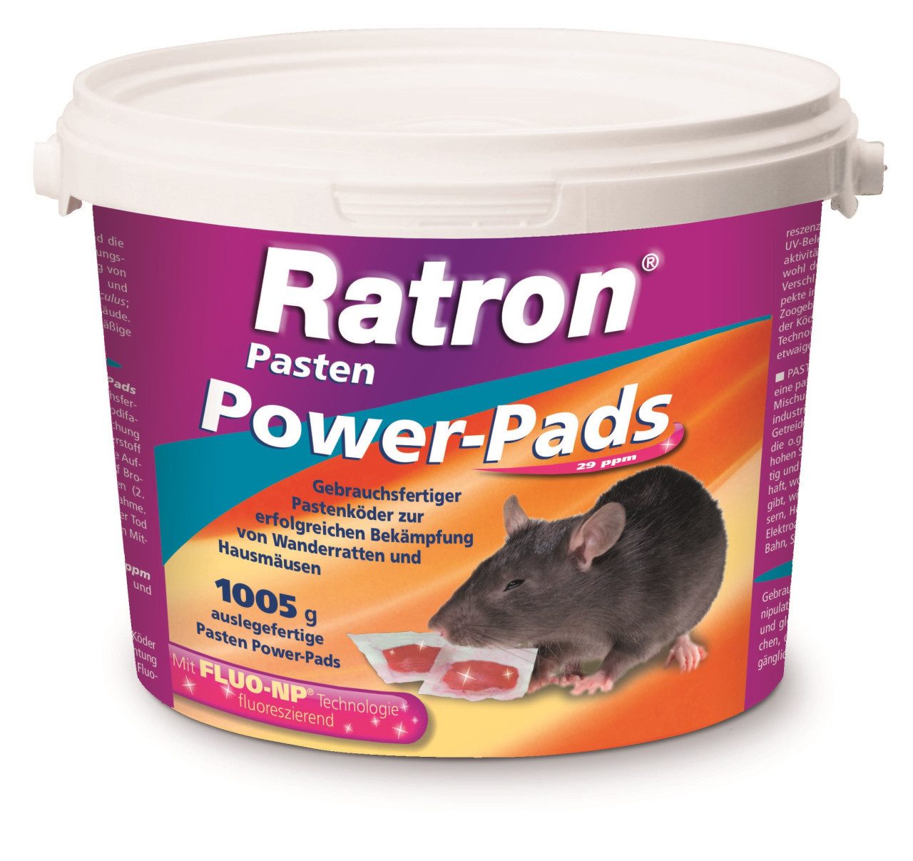 Ratron Gift-Rattenköder Ratron Rattenköder Pasten Power-Pads 29 ppm, 1005, 1.005 l