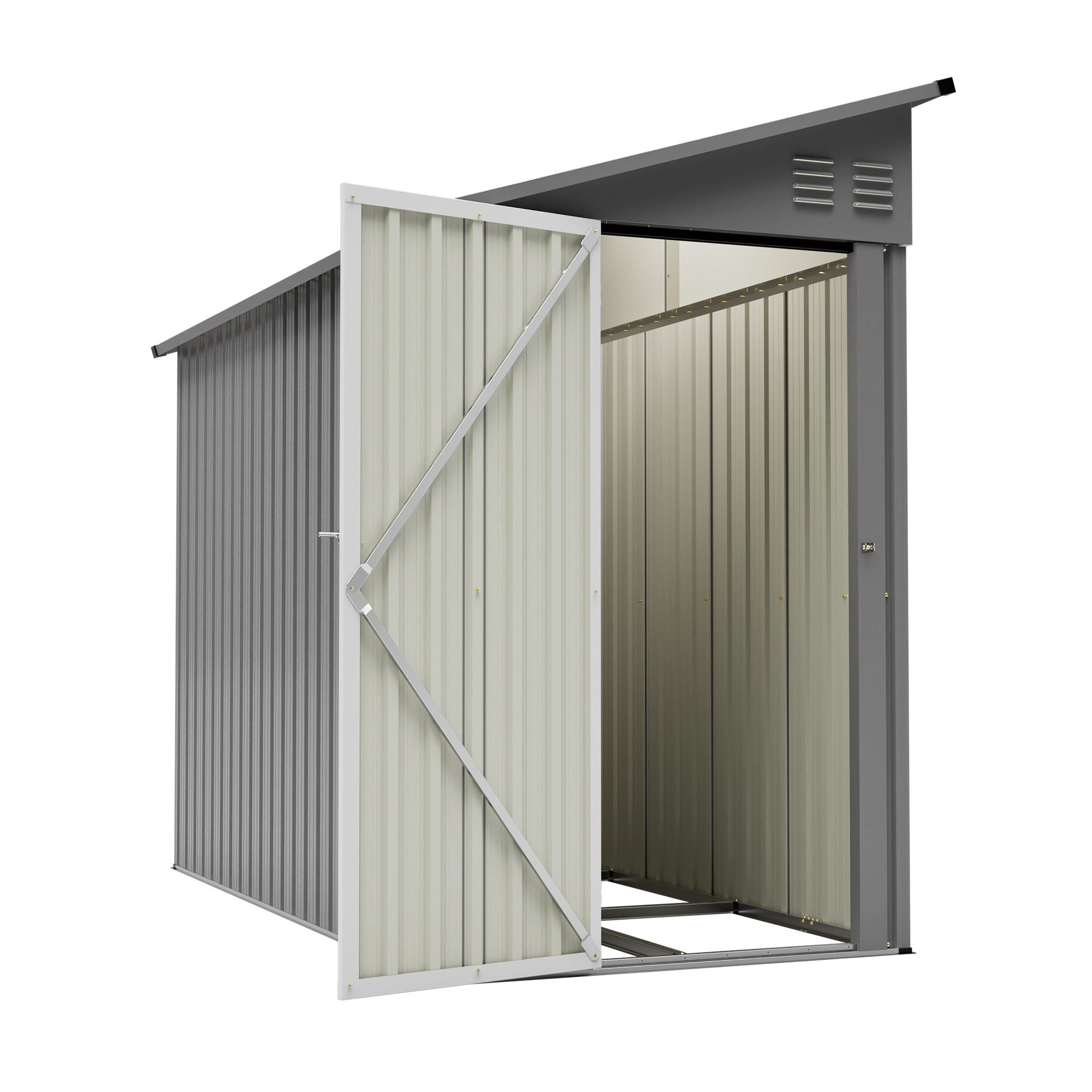 GIHAUVIA Gerätehaus Metall-Gerätehaus m. Fundament & Pultdach günstig online kaufen