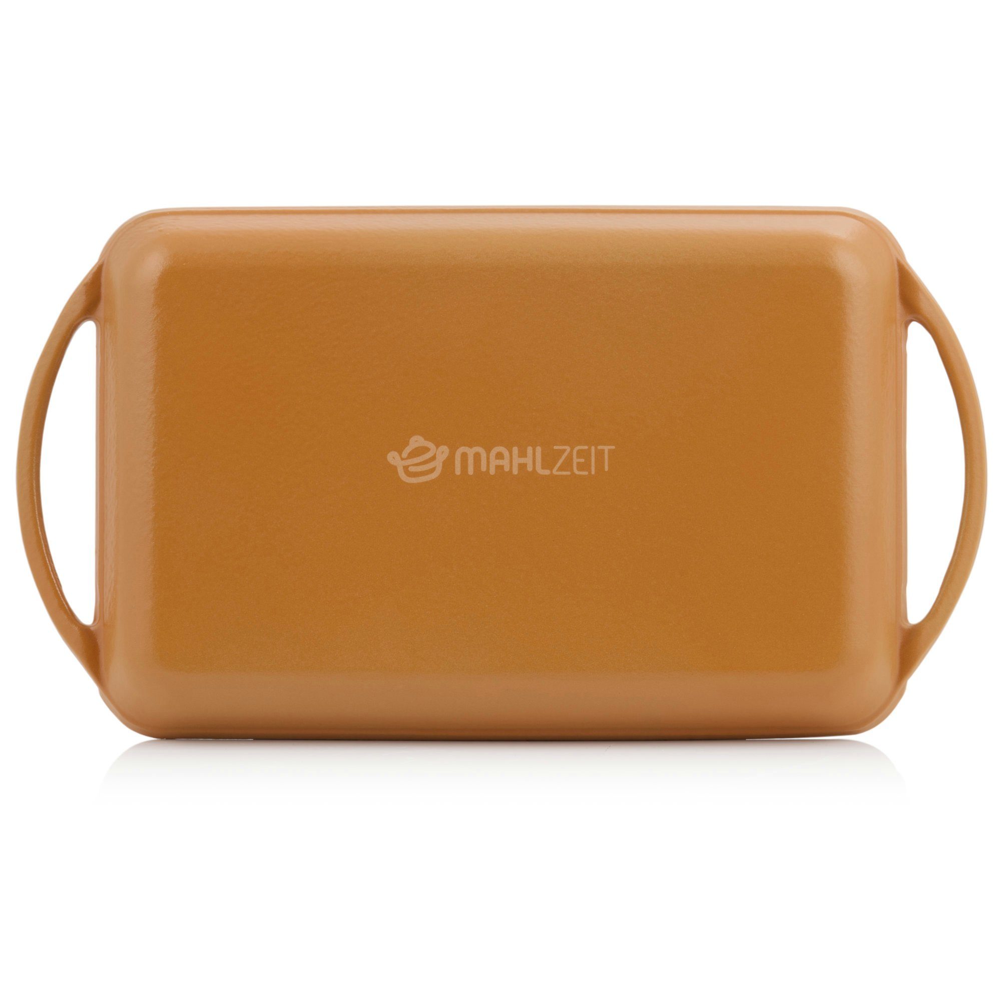 Mahlzeit Grillplatte Gusseisen, 39,5 x 22 x 3,5 cm, Sunny Orange, Emailliert, gerippt