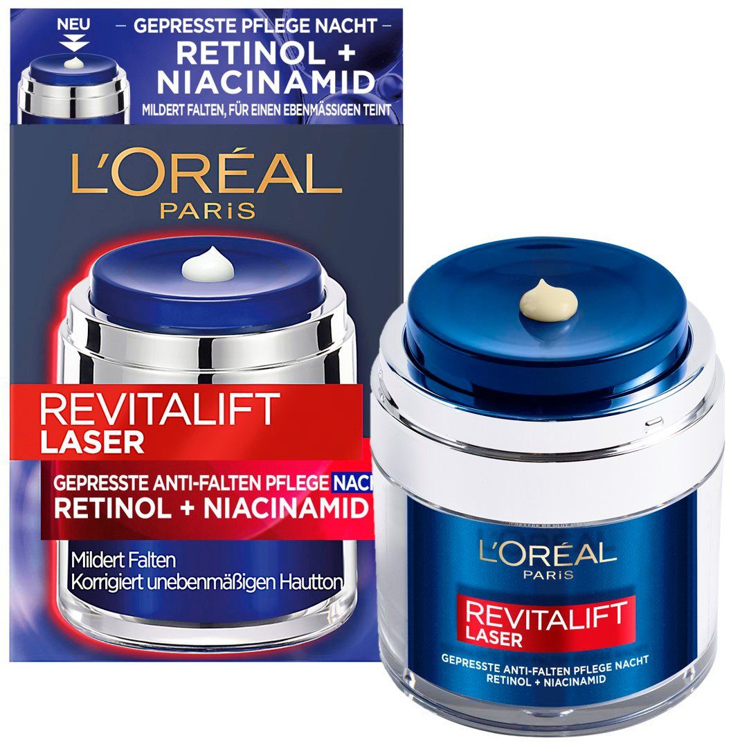 L'ORÉAL PARIS Tagescreme Revitalift Laser Gepresste Pflege, mildert Falten, feuchtigkeitsspendend, mit Retinol und Niacinamid
