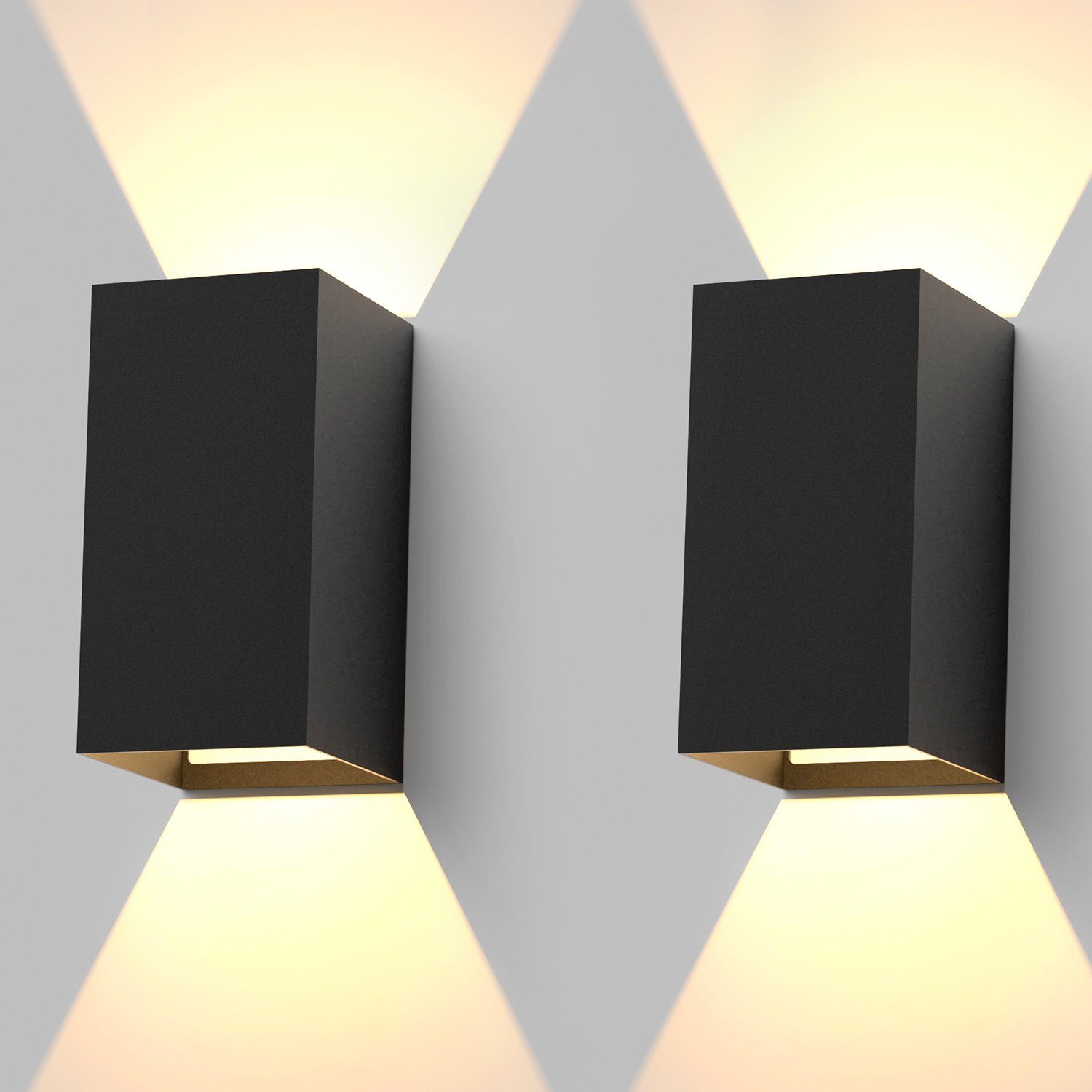 ZMH LED Wandleuchte Wandlampe Schwarz - Modern Außenwandleuchte Schlafzimmer, LED fest integriert, 3000k, Wasserdicht