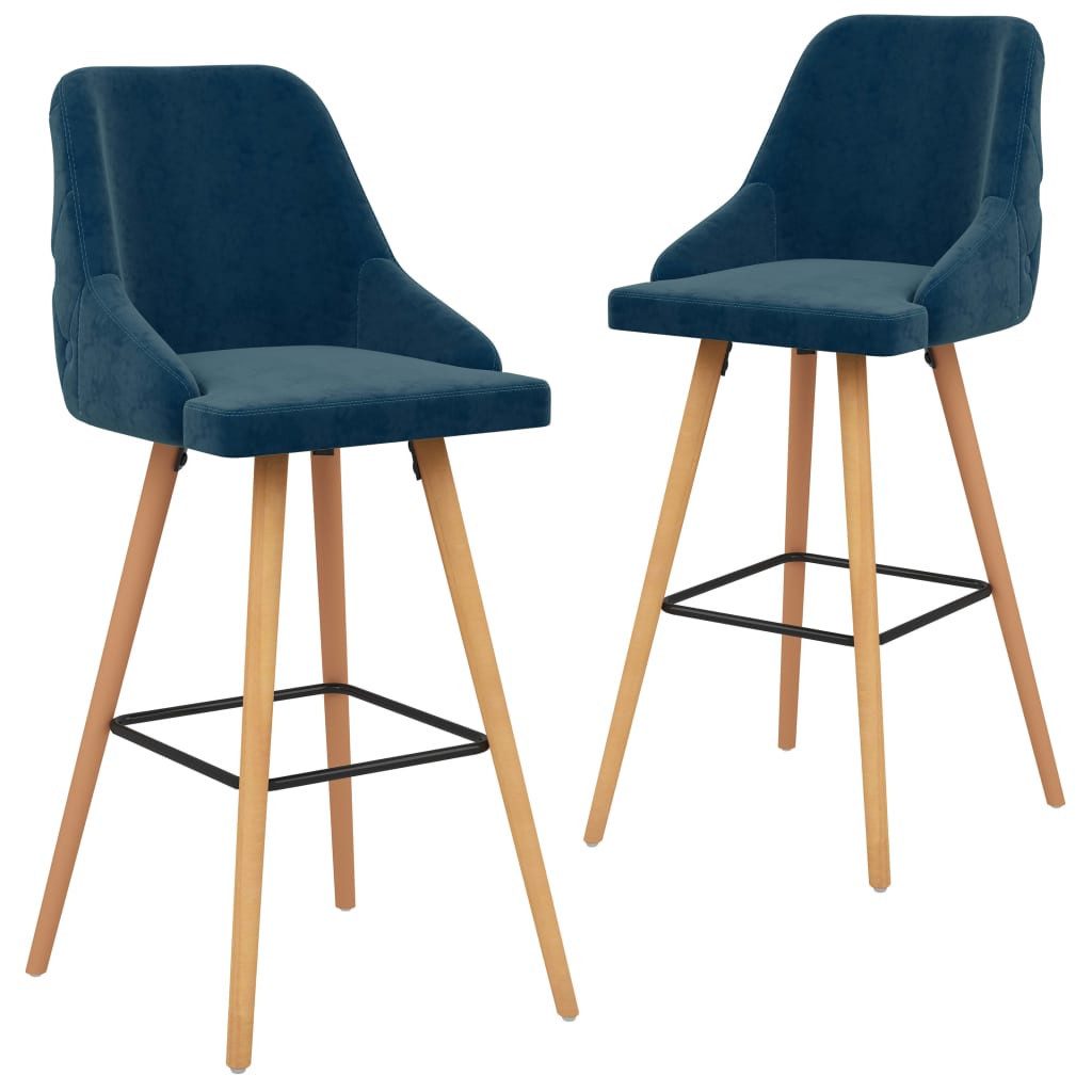 Barhocker Barhocker 2 Stk. Blau Samt